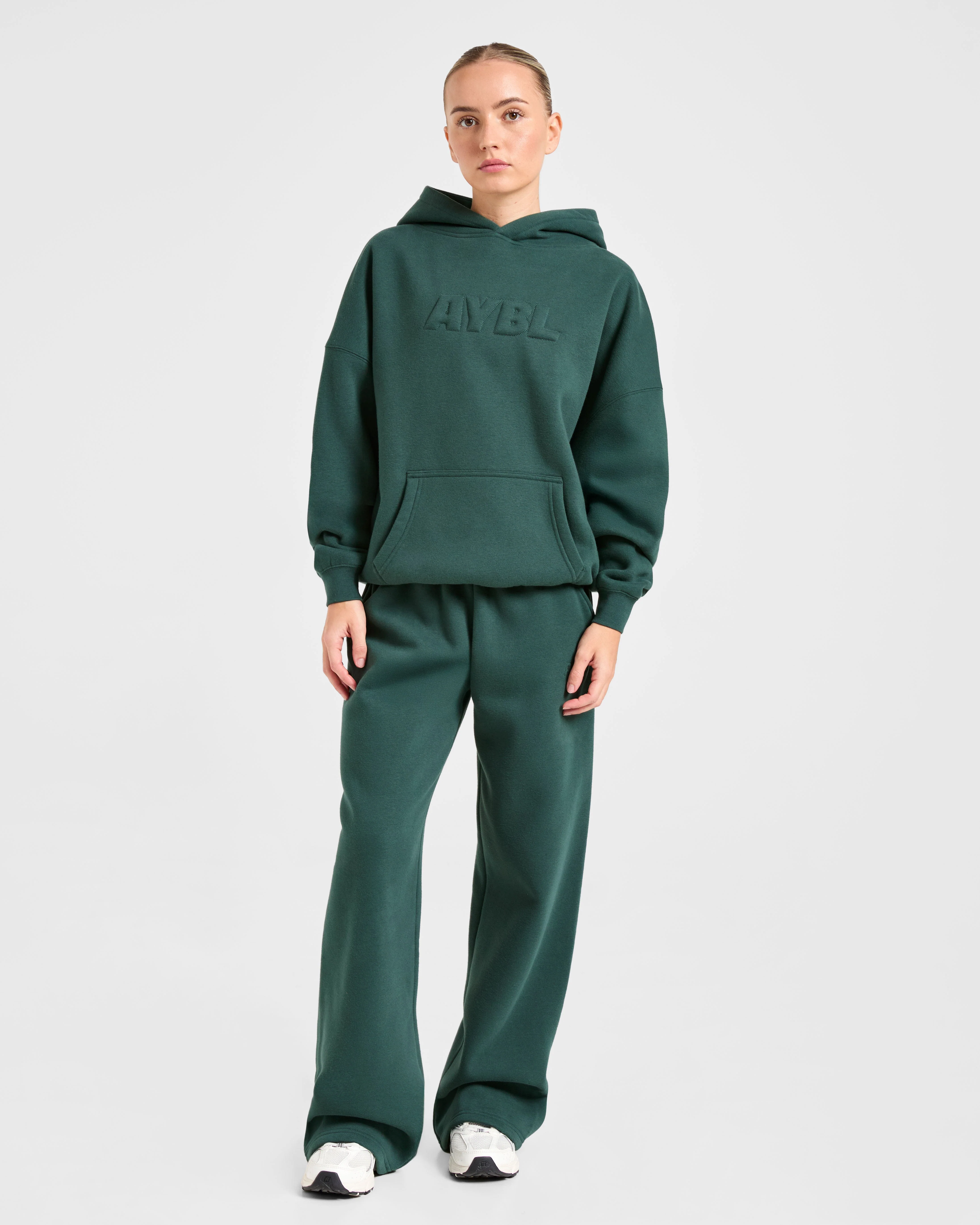 Classic Plush Oversized Straight Leg Joggers - Pine Green - Image 3