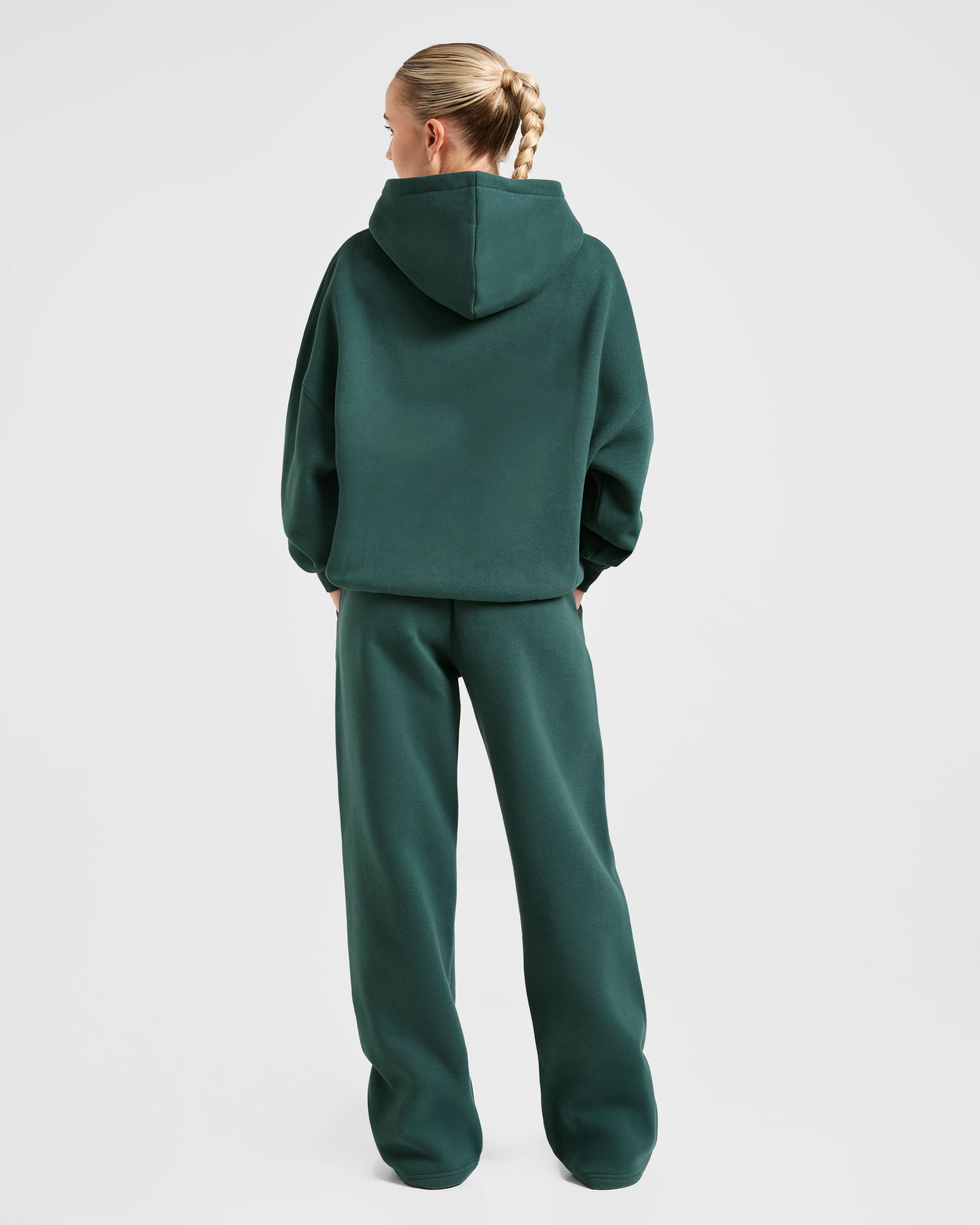 Classic Plush Oversized Straight Leg Joggers - Pine Green - Image 4