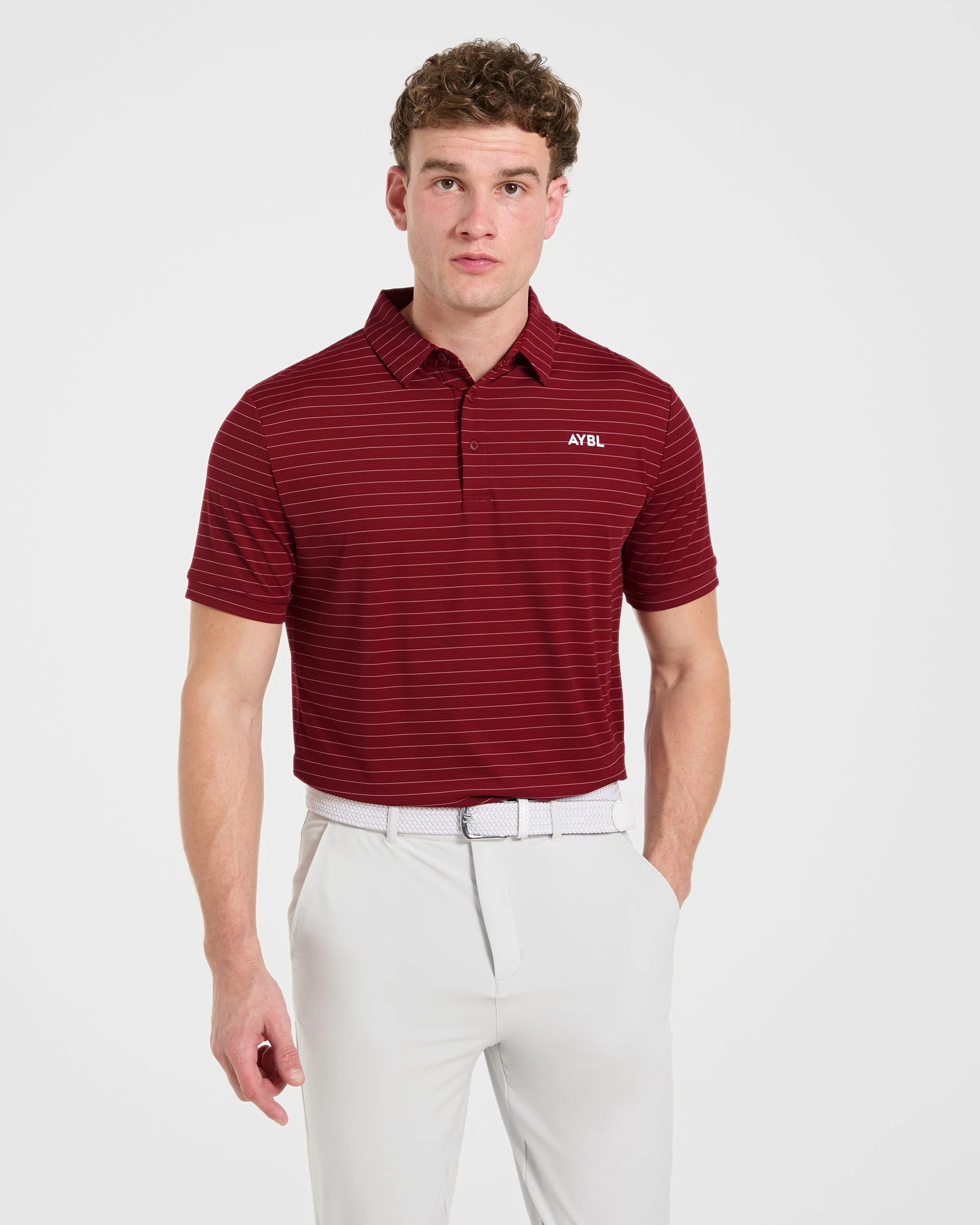 Classic Stripe Polo - Burgundy Red