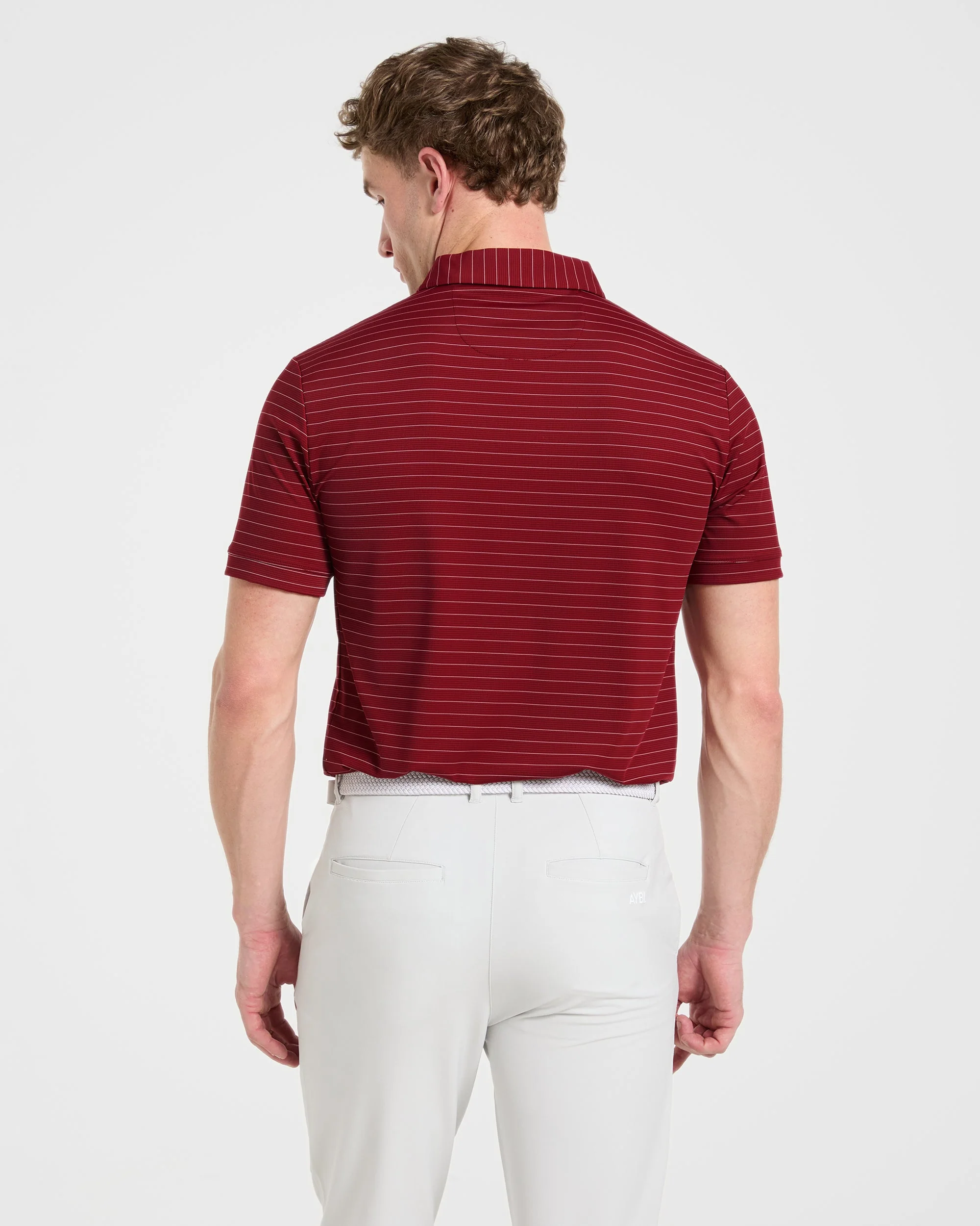 Classic Stripe Polo - Burgundy Red - Image 2