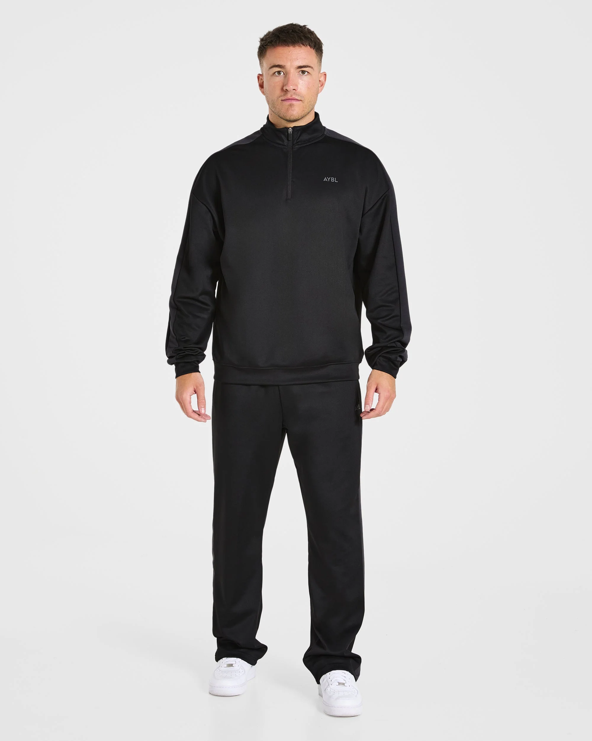 Classic Track 1/4 Zip Pullover - Black/Charcoal - Image 3