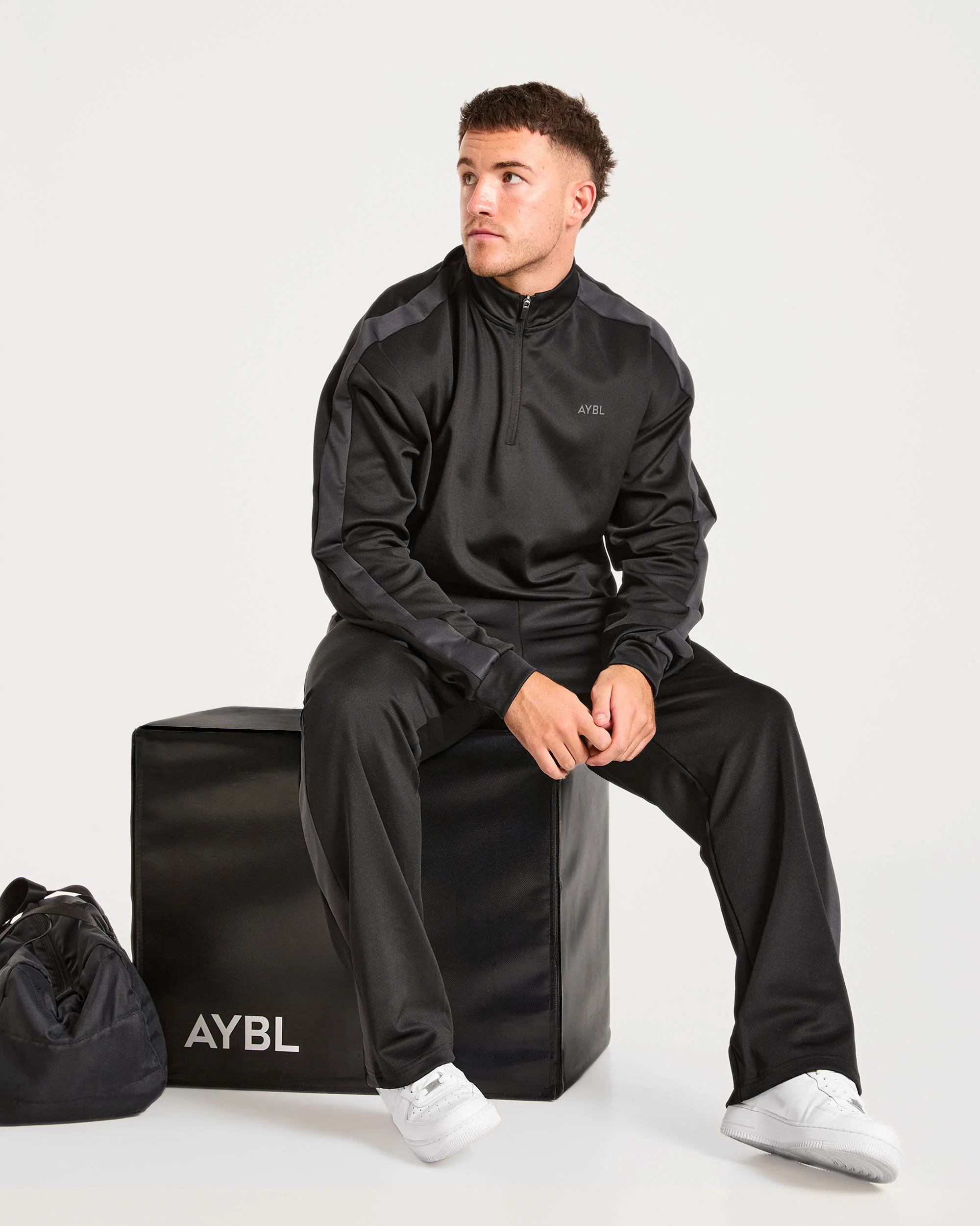 Classic Track 1/4 Zip Pullover - Black/Charcoal - Image 8