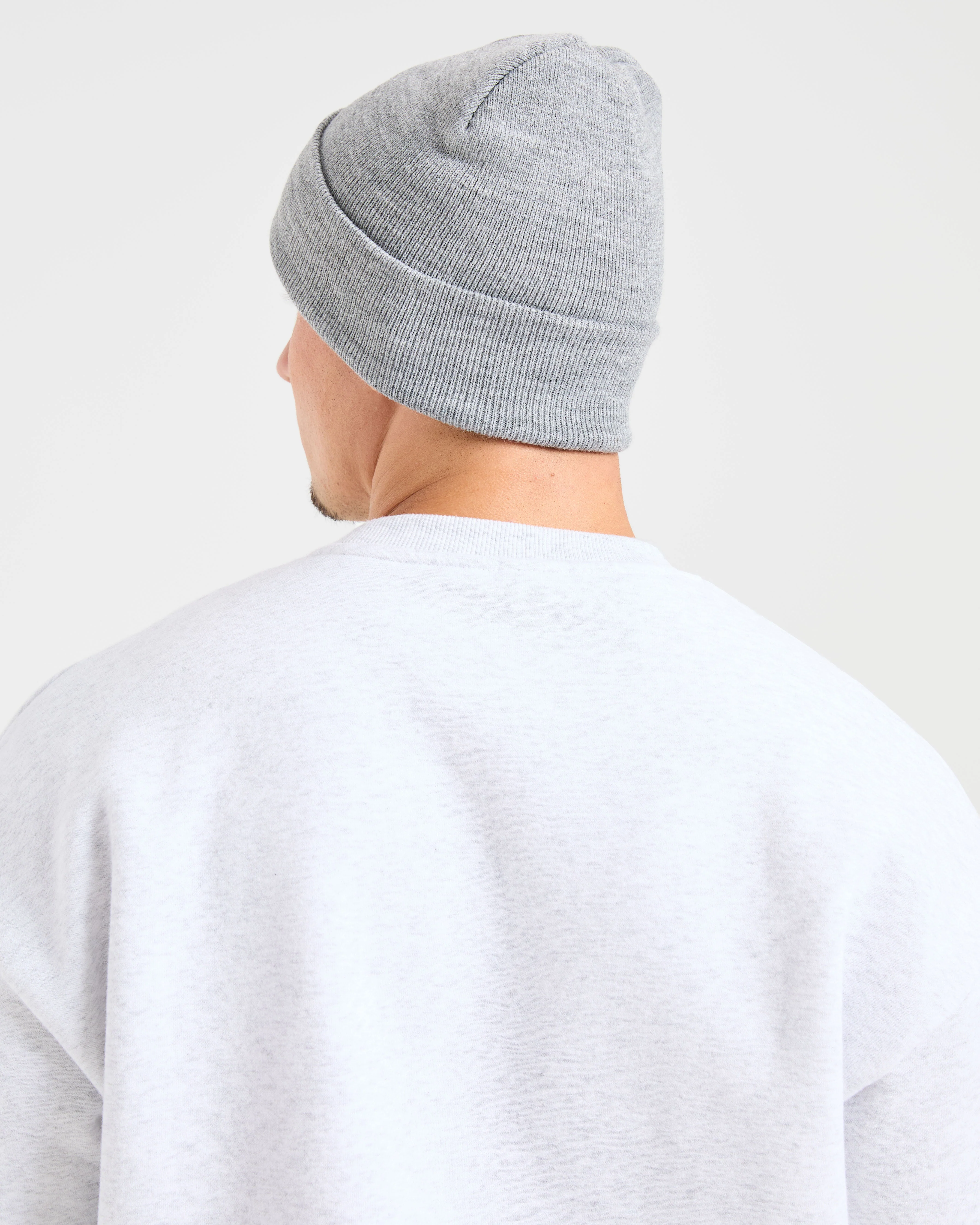 Embroidered Beanie - Grey Marl - Image 5