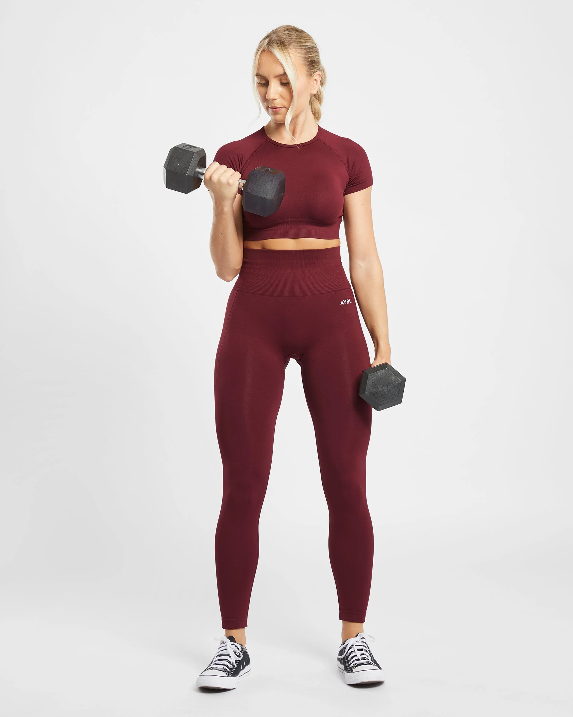 Empower Seamless Crop Top - Red Wine - Image 13