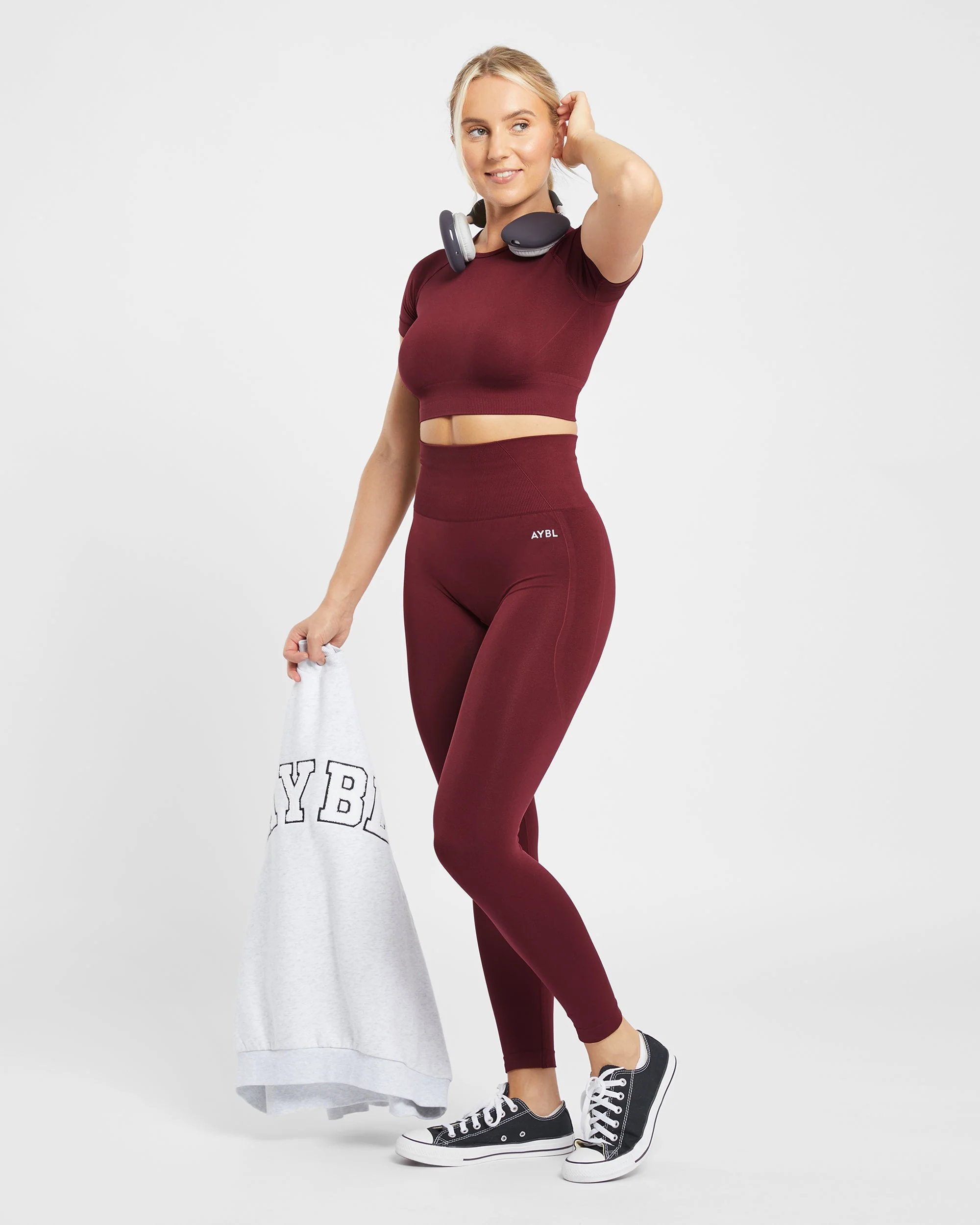 Empower Seamless Crop Top - Red Wine - Image 15