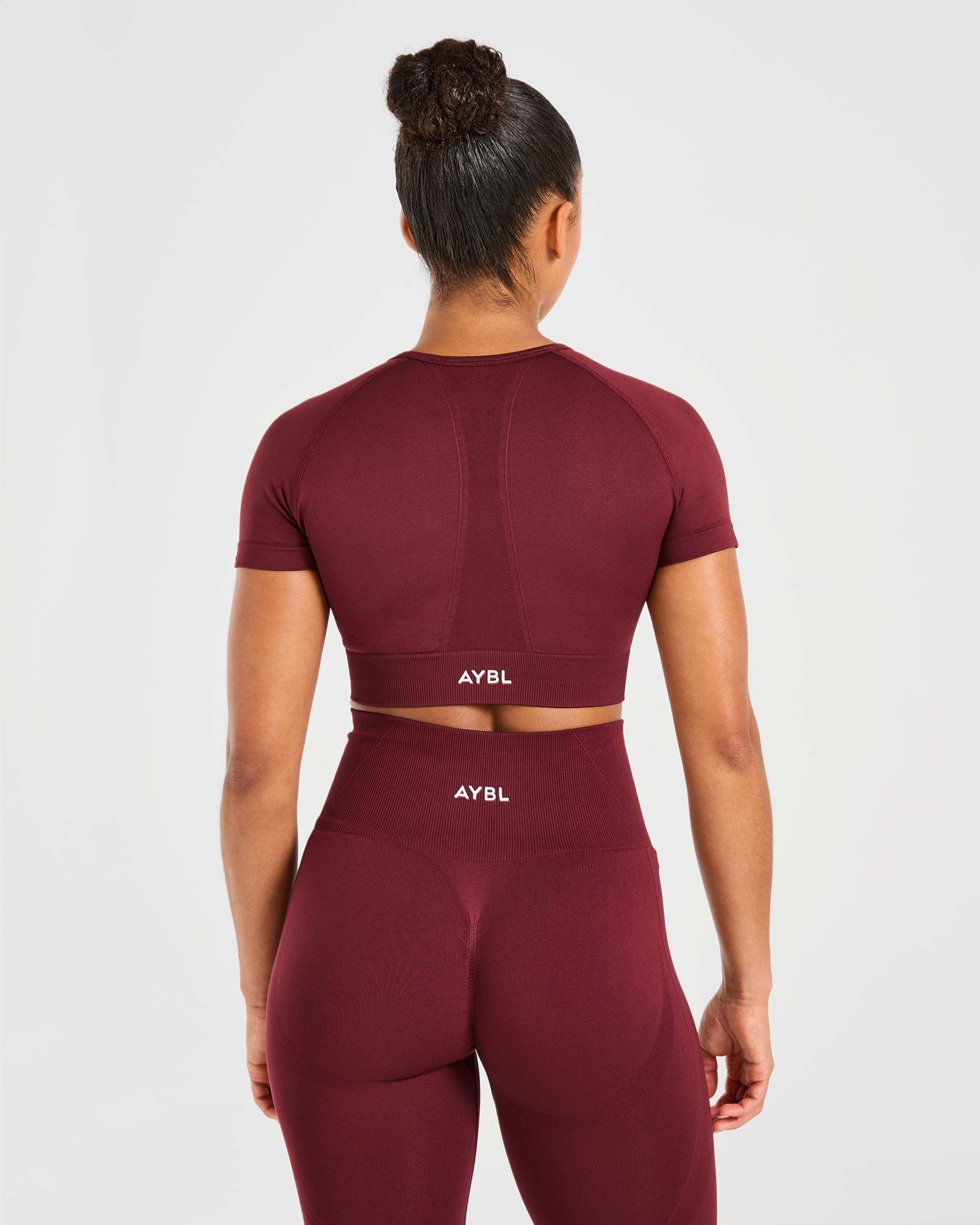 Empower Seamless Crop Top - Red Wine - Image 2