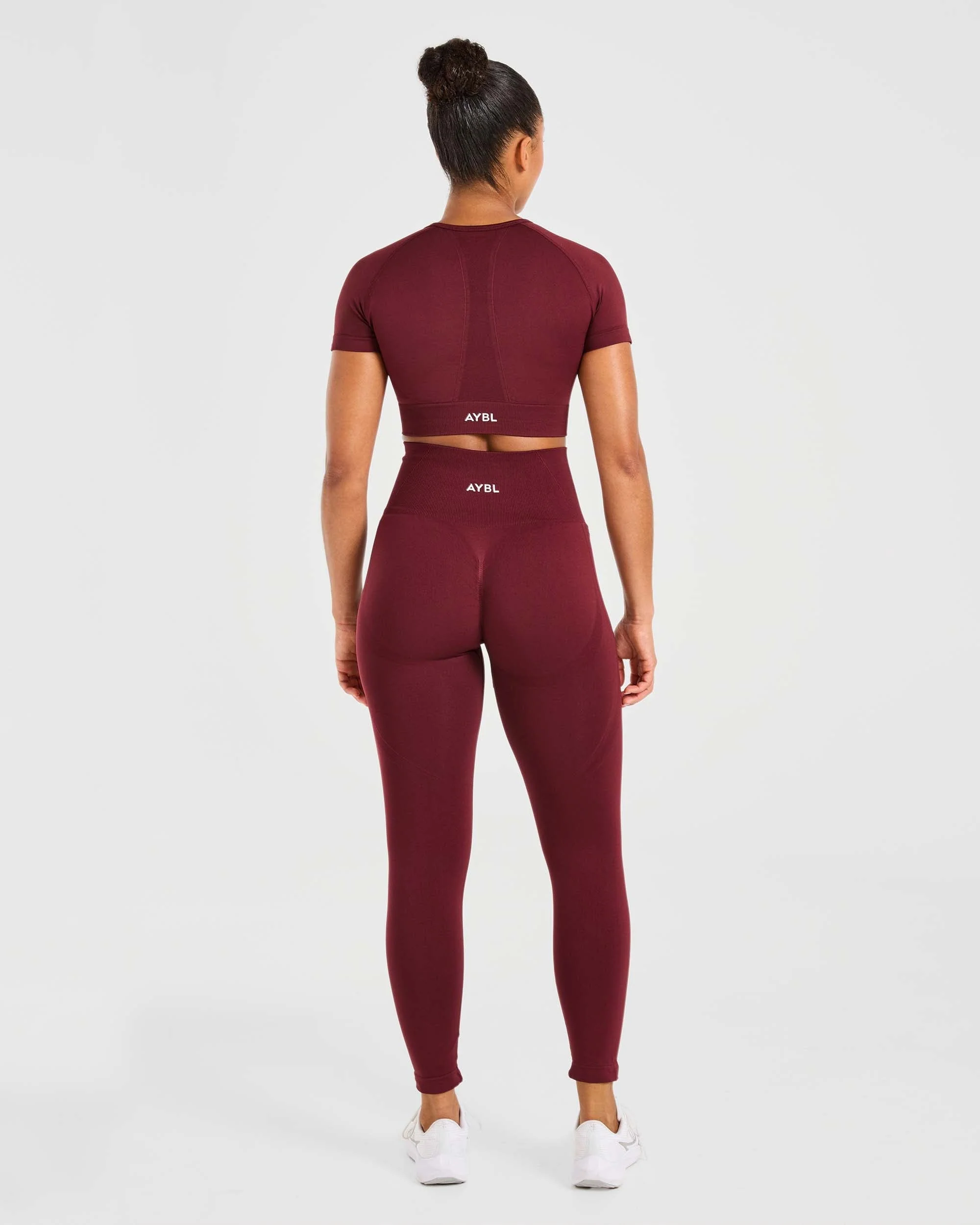 Empower Seamless Crop Top - Red Wine - Image 4