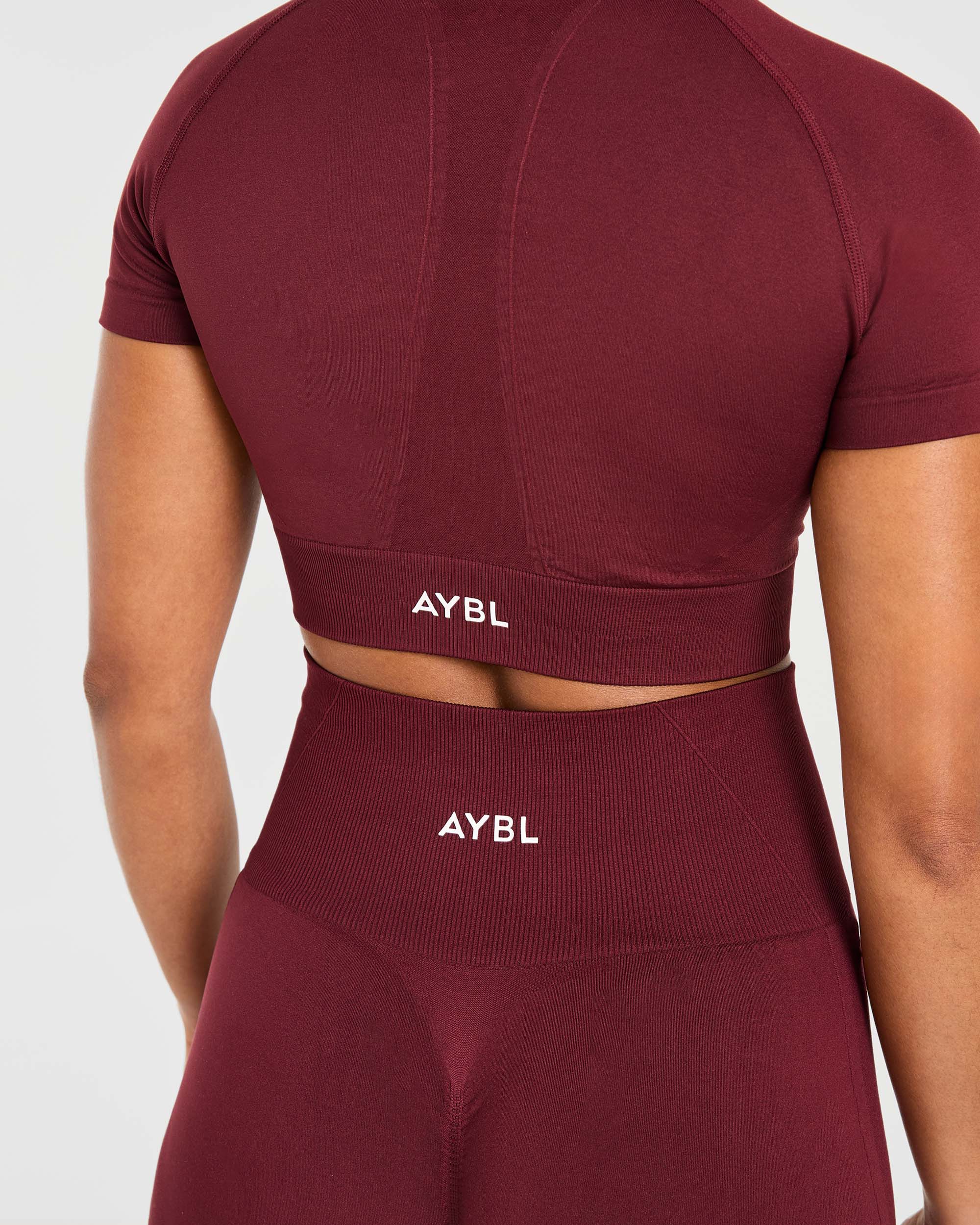Empower Seamless Crop Top - Red Wine - Image 6