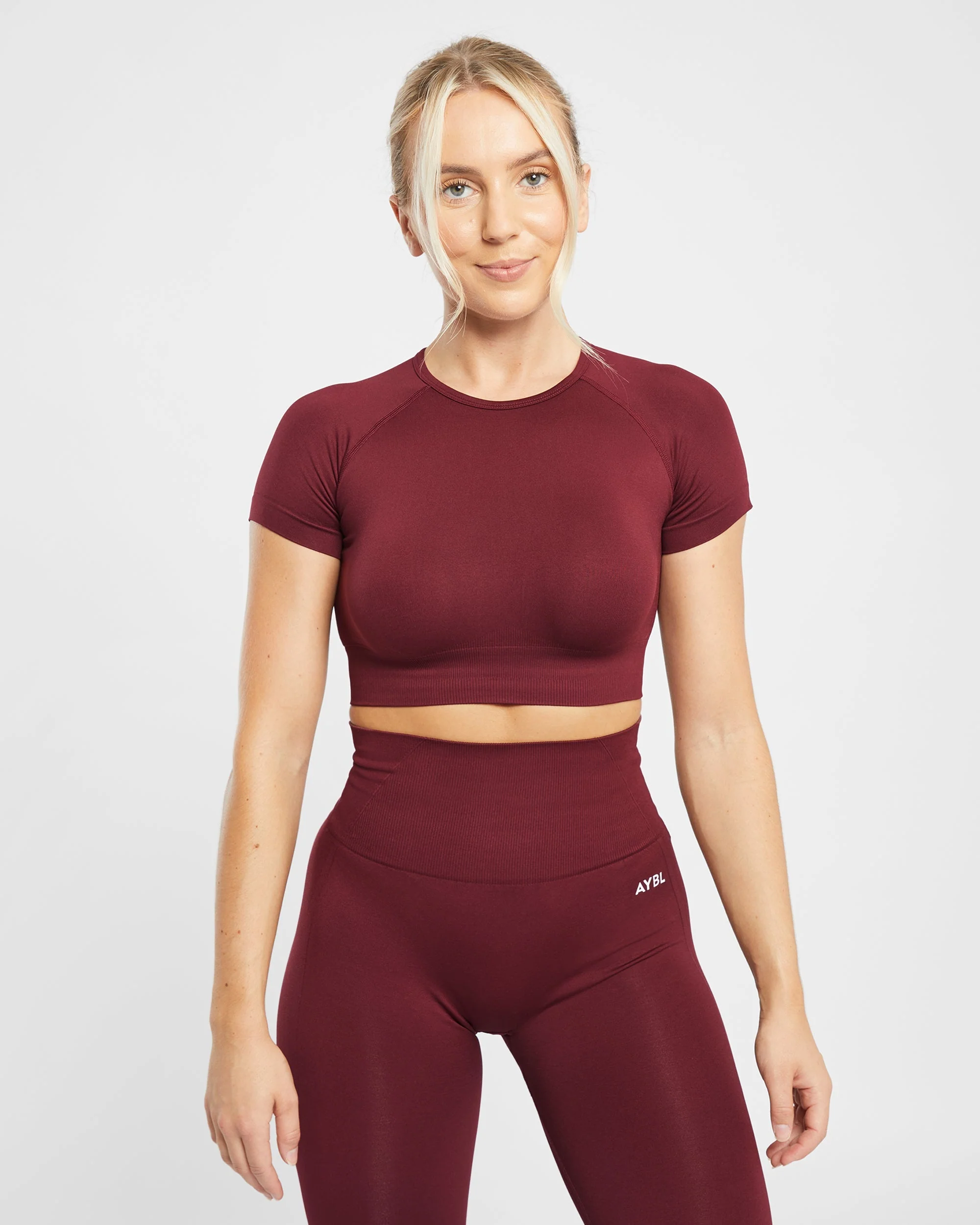 Empower Seamless Crop Top - Red Wine - Image 9