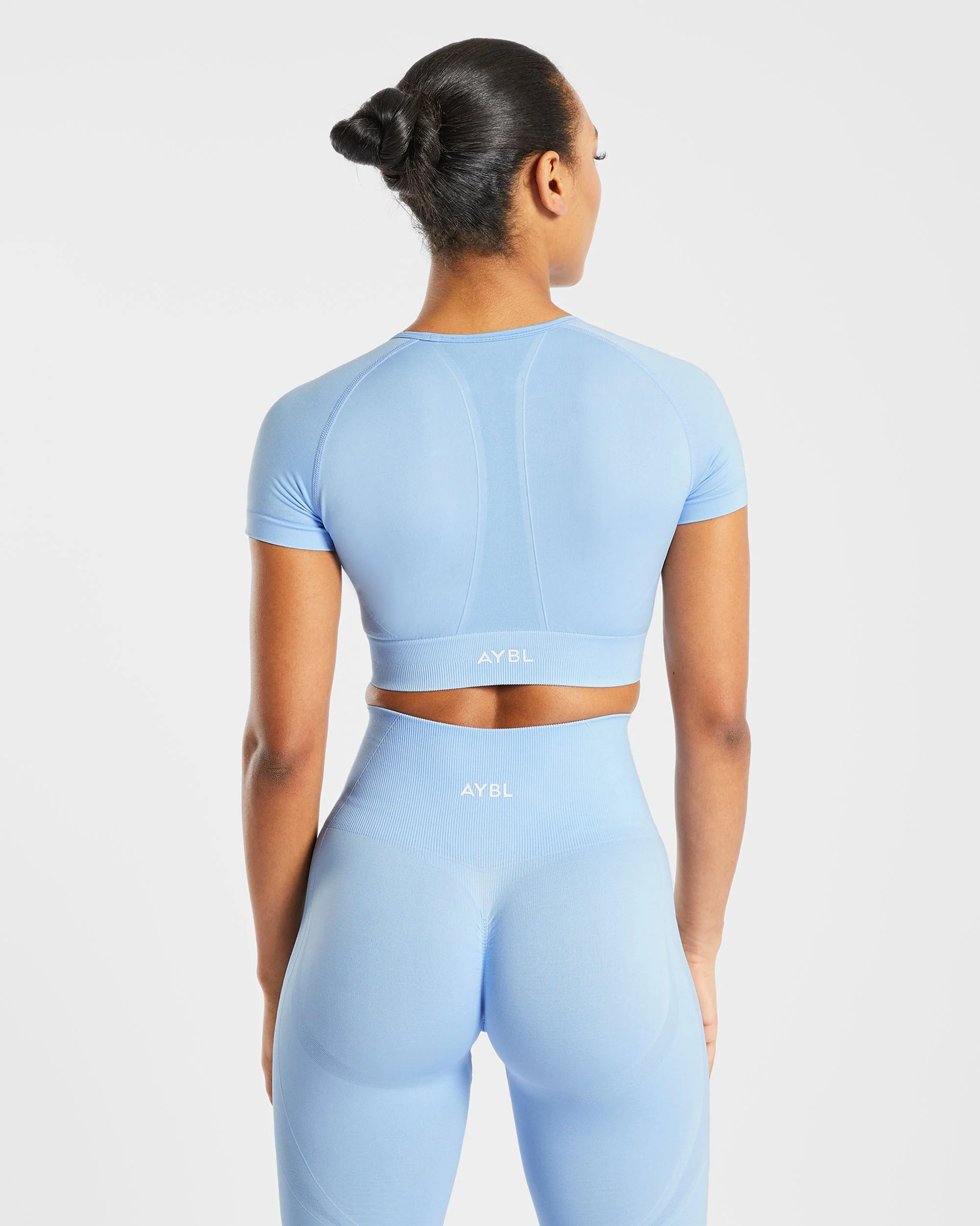 Empower Seamless Crop Top - Sky Blue - Image 2