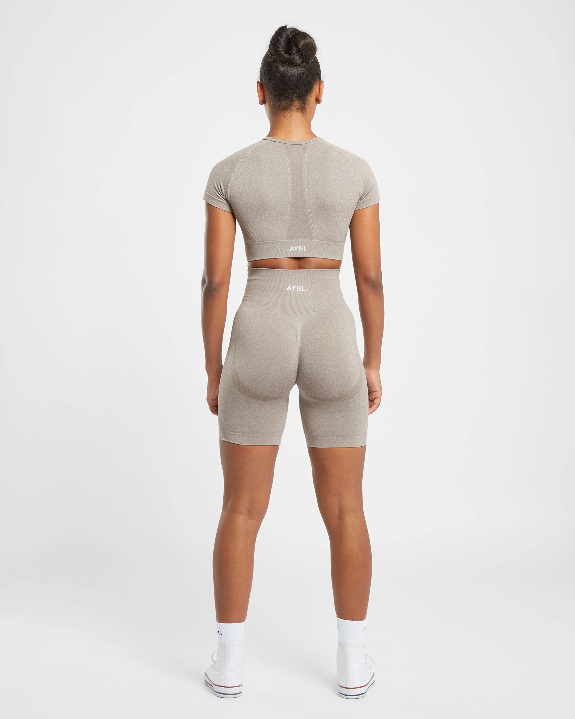 Empower Seamless Cycling Shorts - Taupe Marl - Image 4