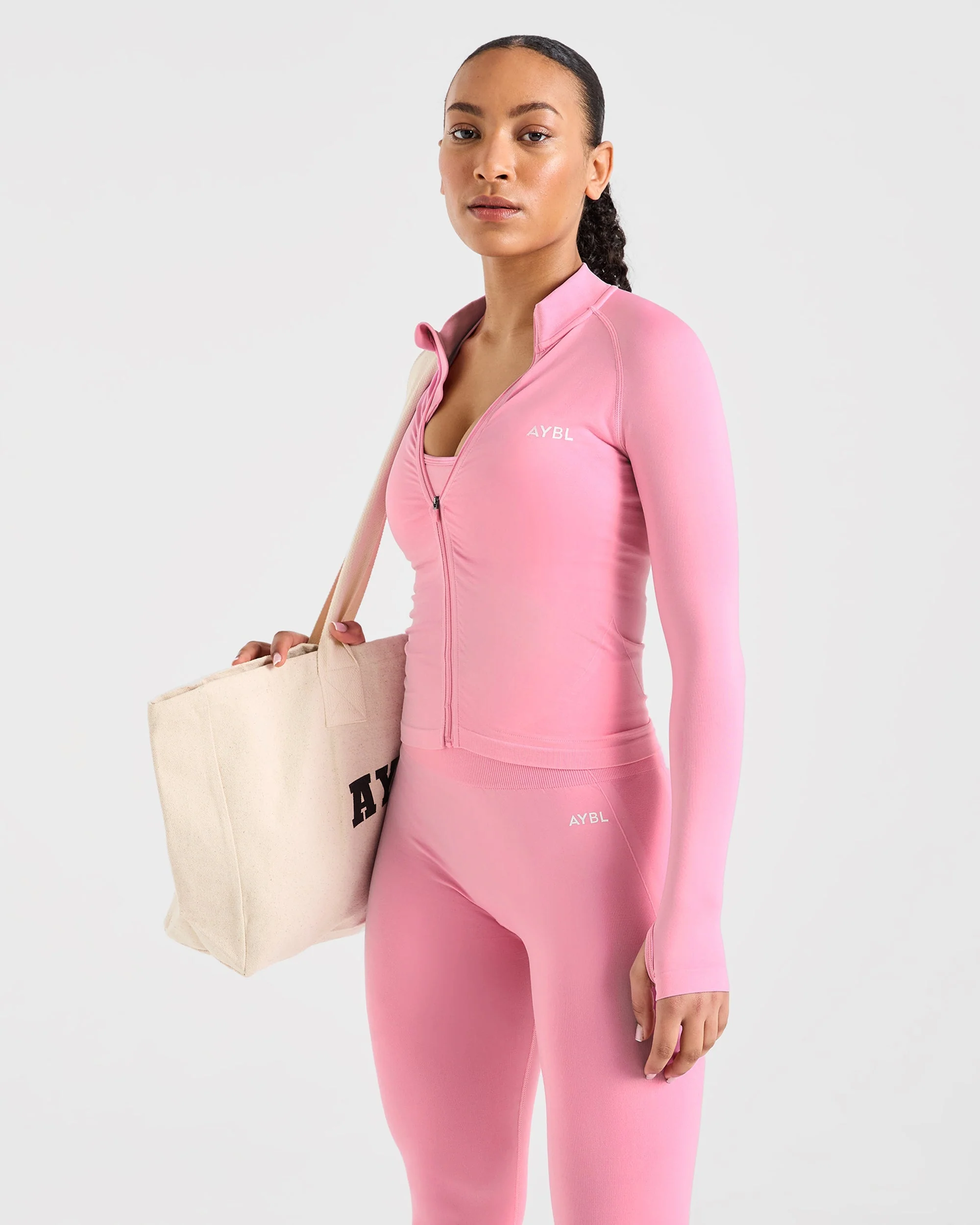 Empower Seamless Full Zip Jacket - Baby Pink - Image 8