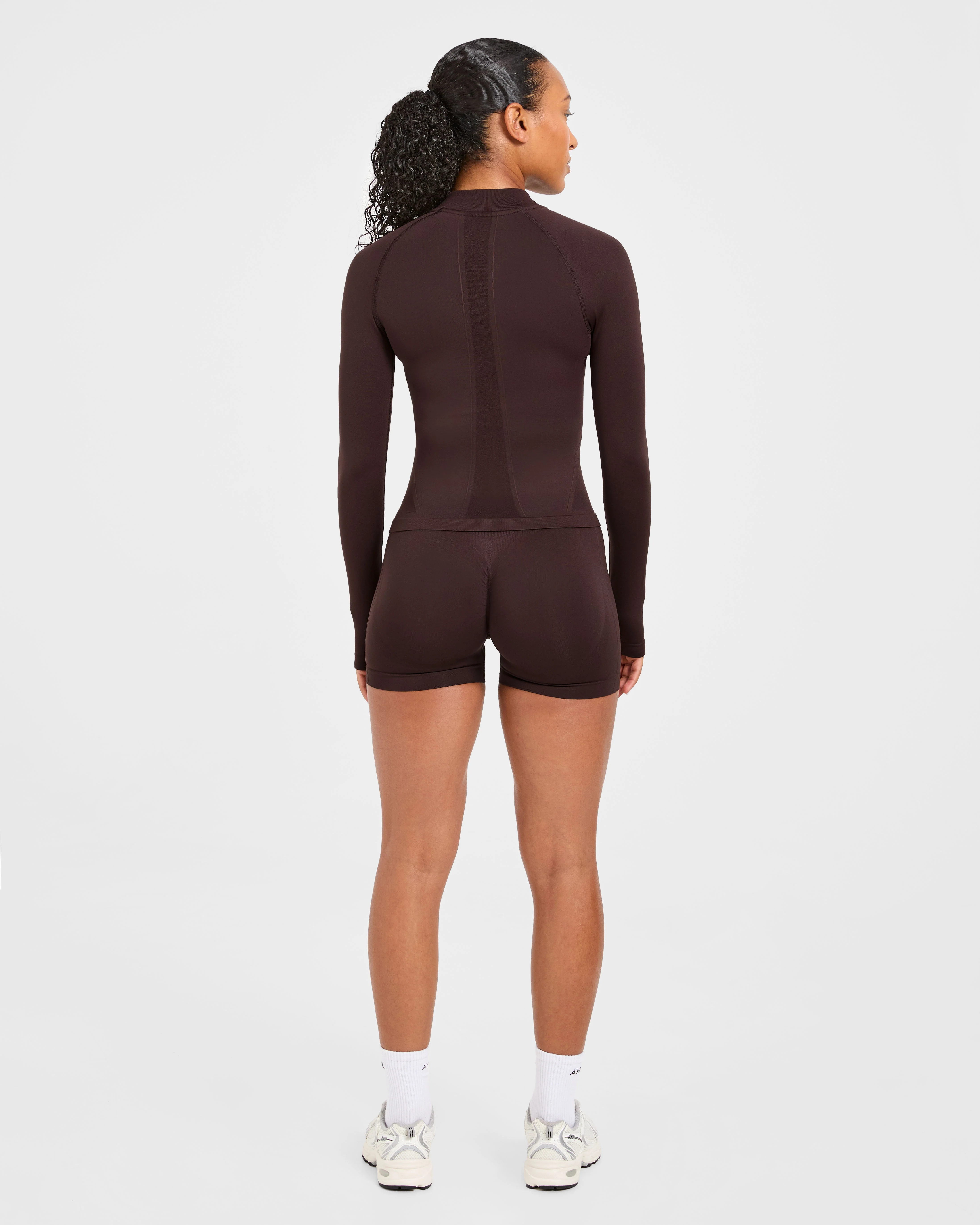 Empower Seamless Full Zip Jacket - Cocoa Brown - Image 4