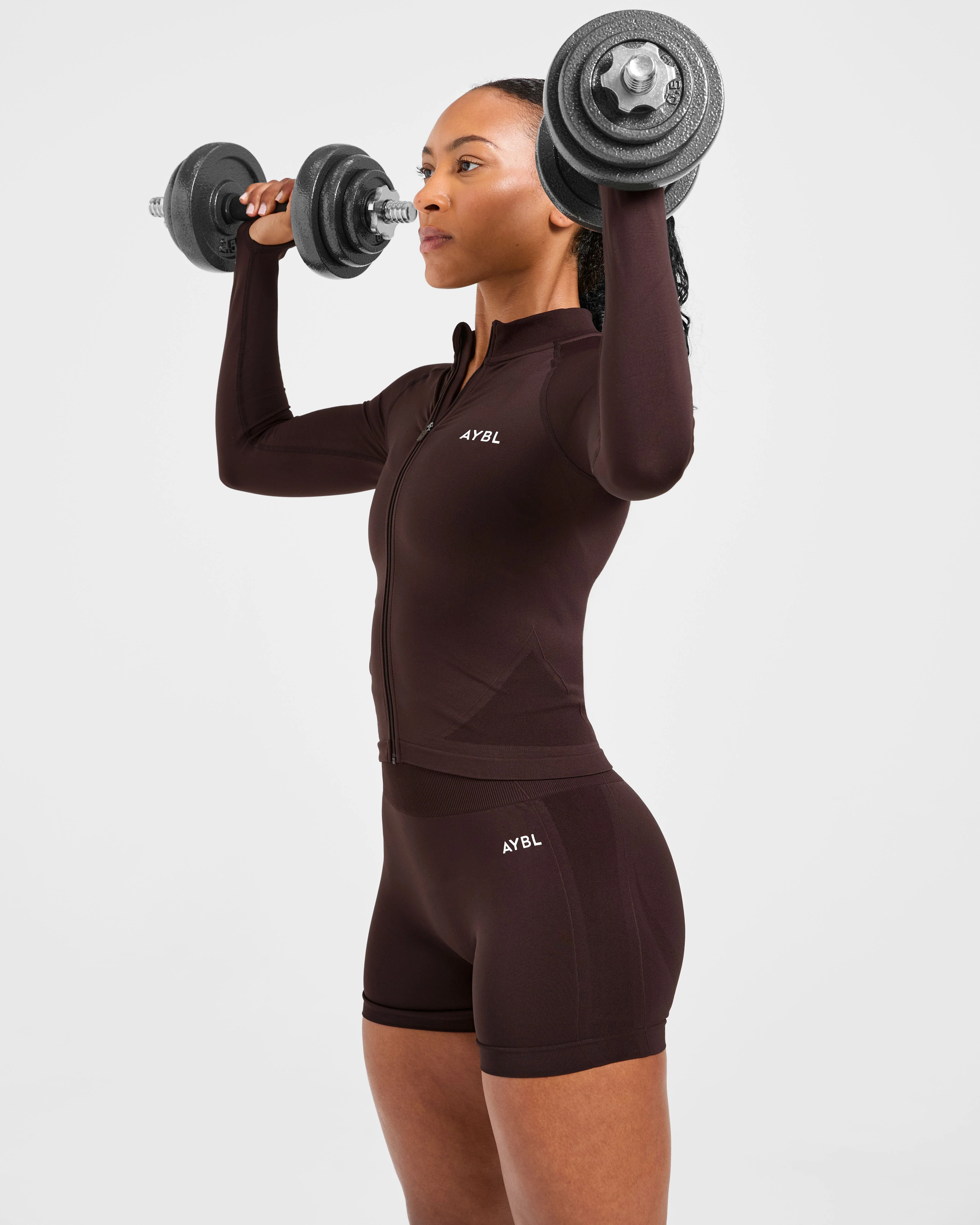 Empower Seamless Full Zip Jacket - Cocoa Brown - Image 7