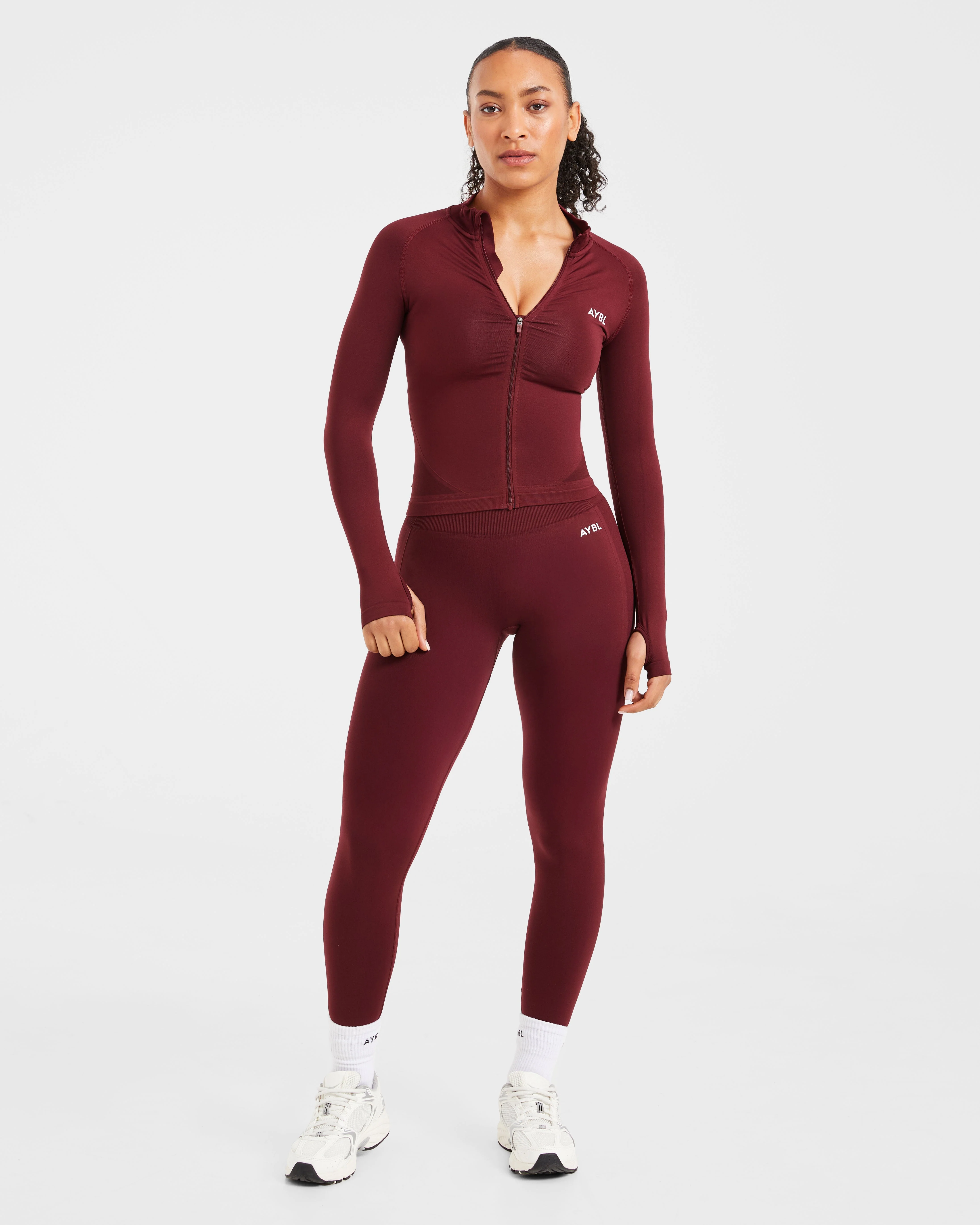Empower Seamless Full Zip Jacket - Red Wine - Image 3
