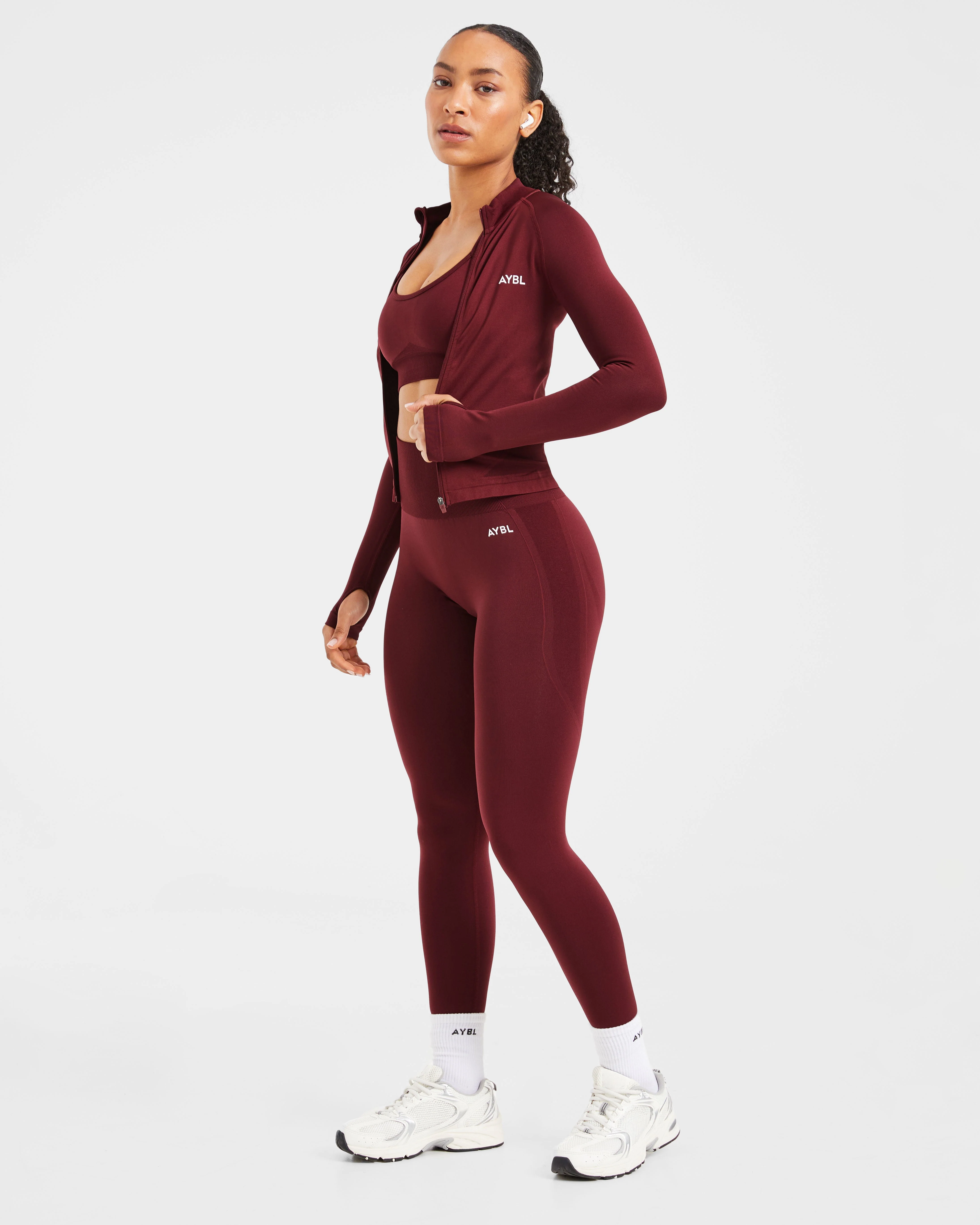 Empower Seamless Full Zip Jacket - Red Wine - Image 7