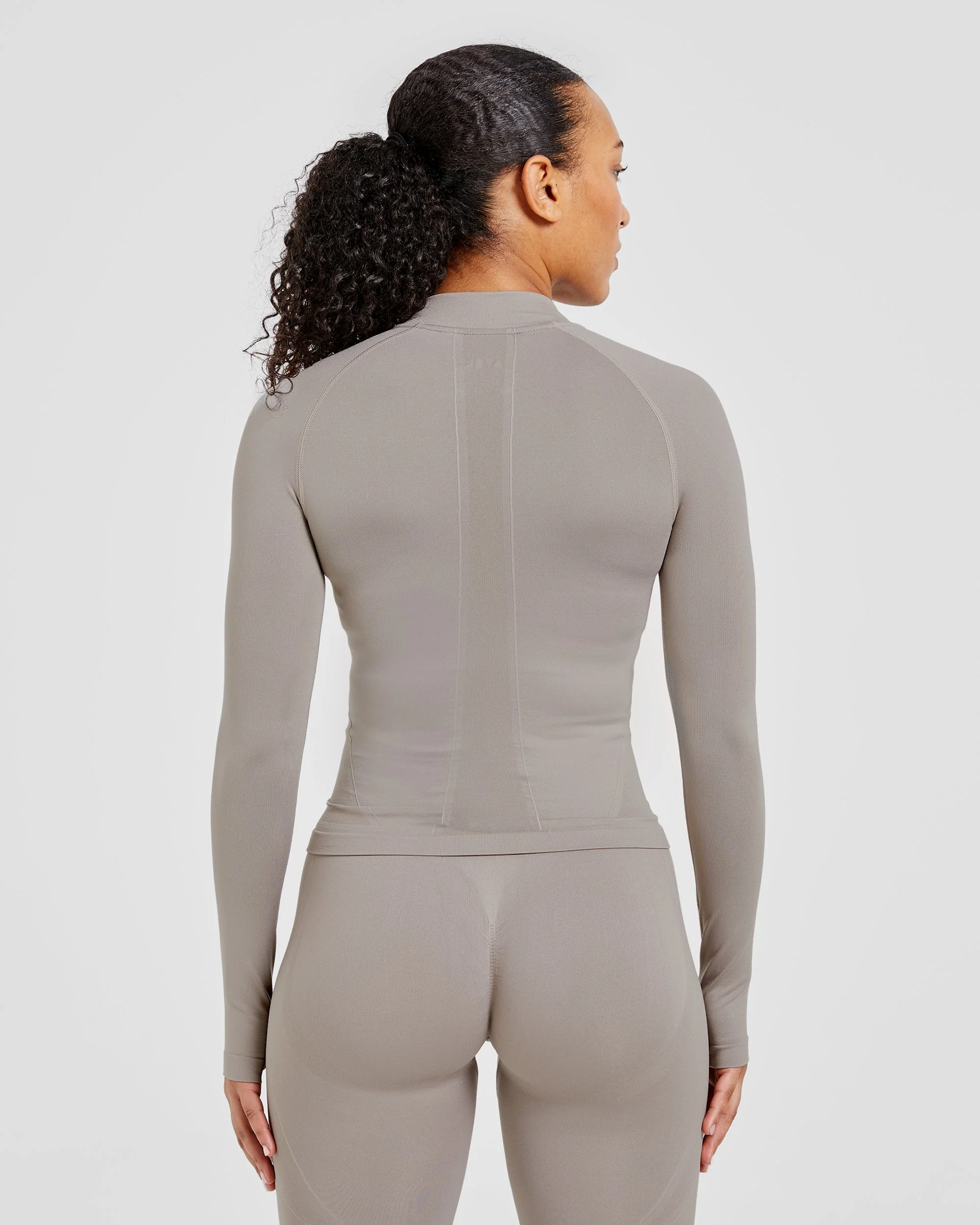 Empower Seamless Full Zip Jacket - Taupe - Image 2