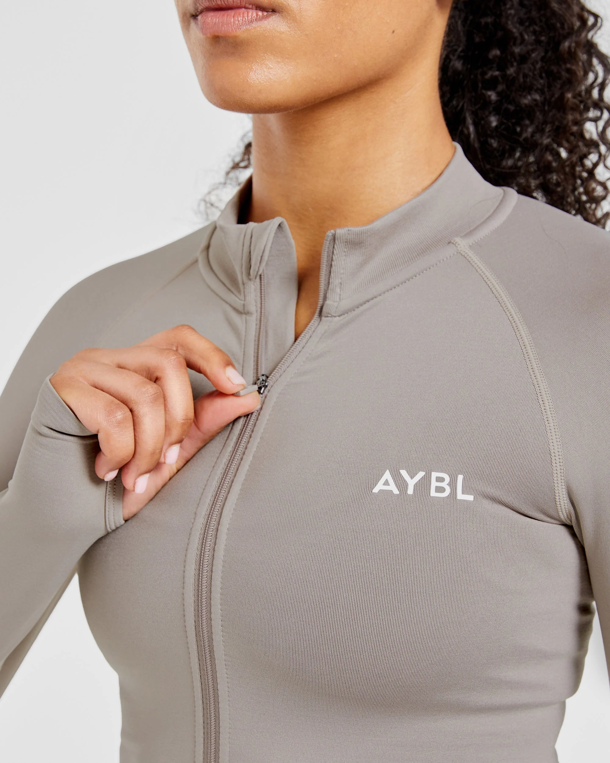 Empower Seamless Full Zip Jacket - Taupe - Image 6