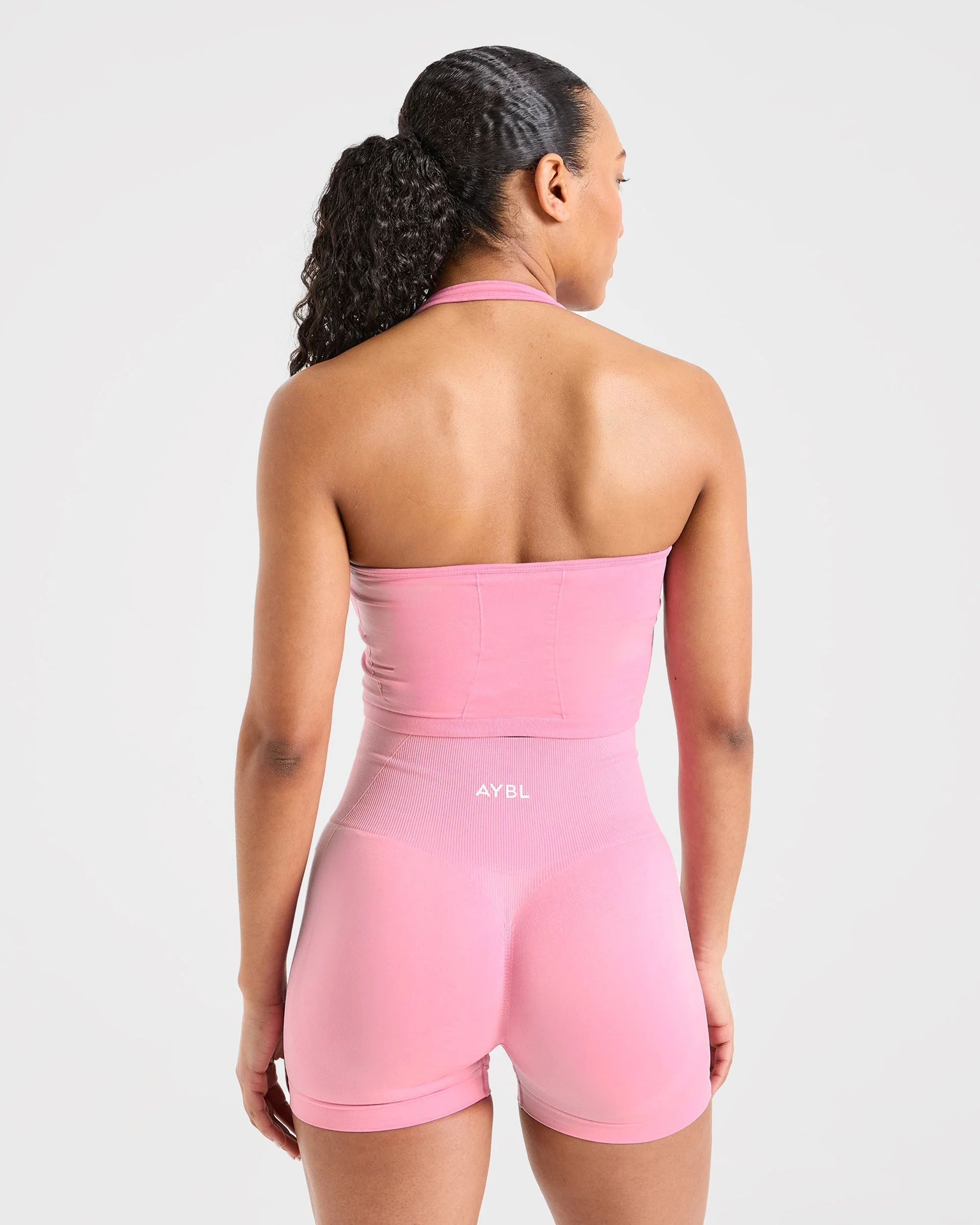 Empower Seamless Halterneck Crop Top - Baby Pink - Image 2