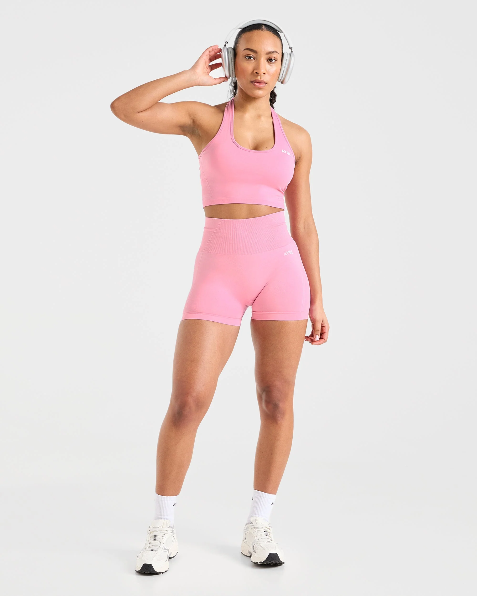 Empower Seamless Halterneck Crop Top - Baby Pink - Image 7