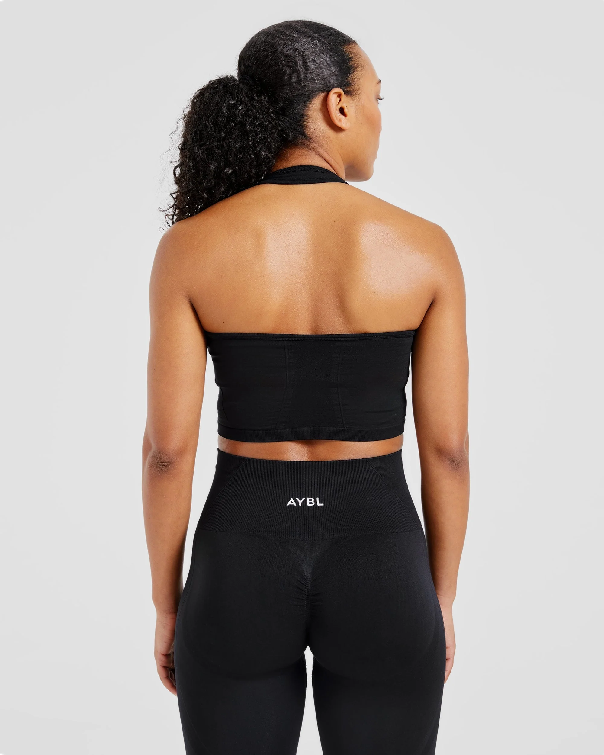 Empower Seamless Halterneck Crop Top - Black - Image 2