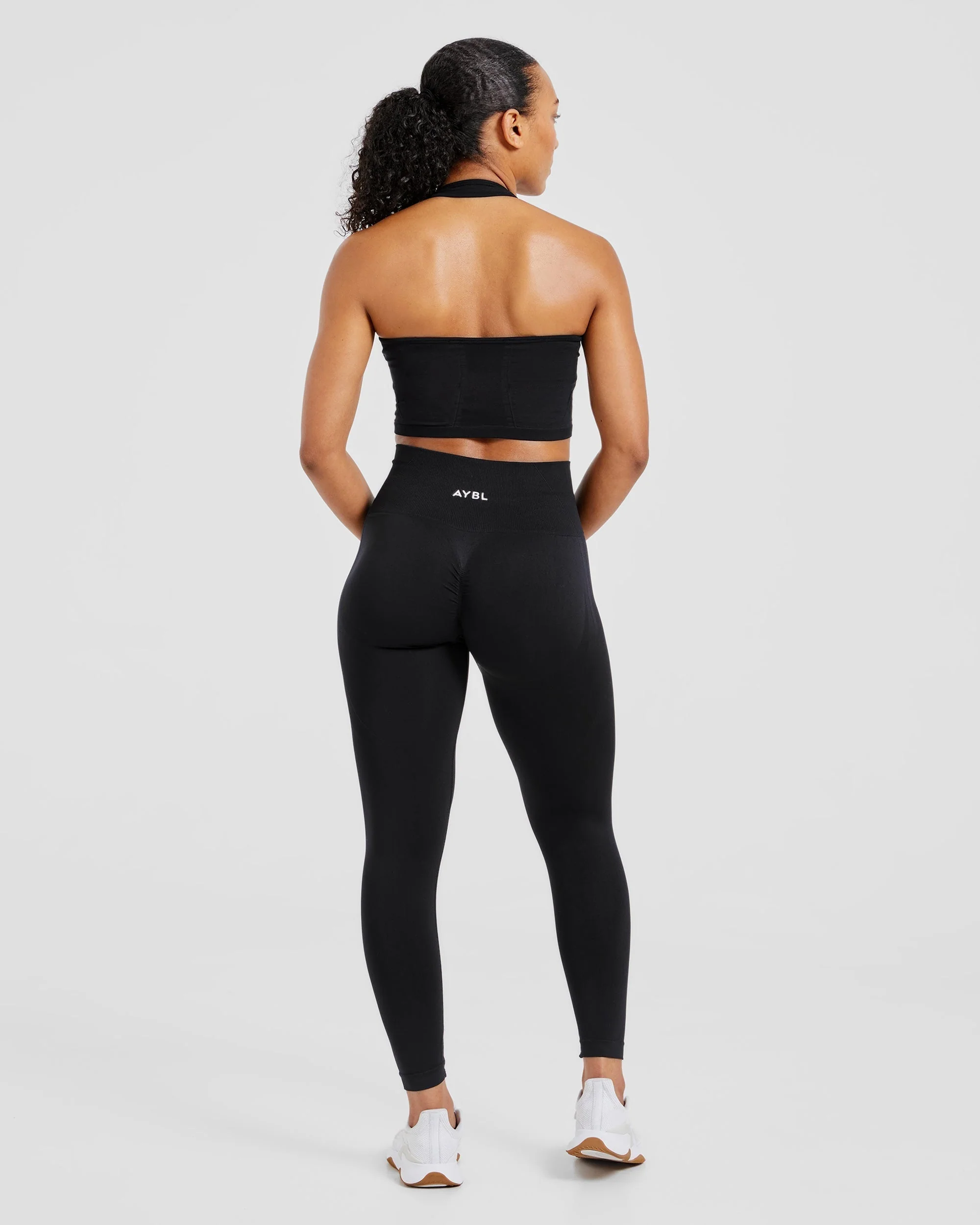 Empower Seamless Halterneck Crop Top - Black - Image 4