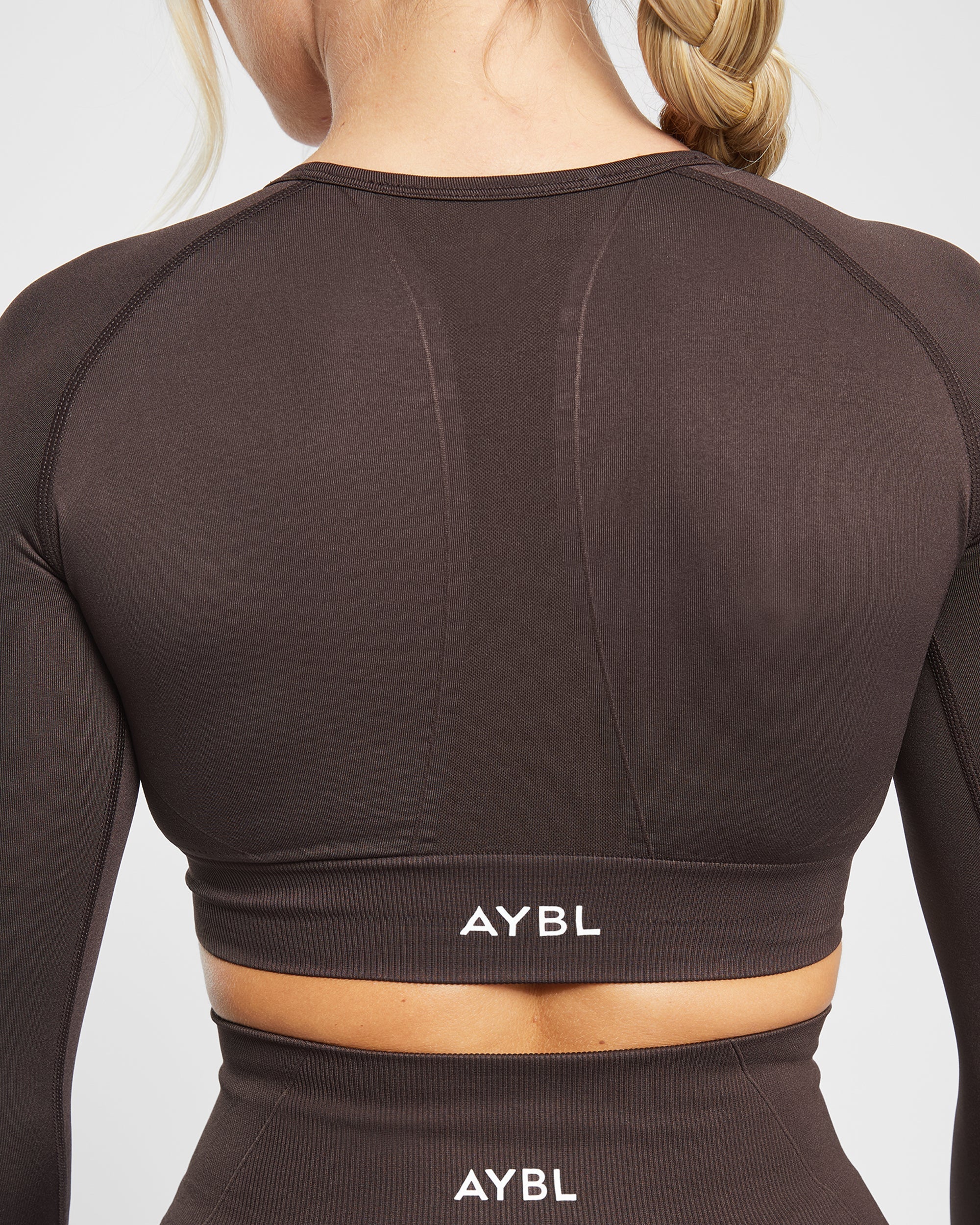 Empower Seamless Long Sleeve Crop Top - Cocoa Brown - Image 6