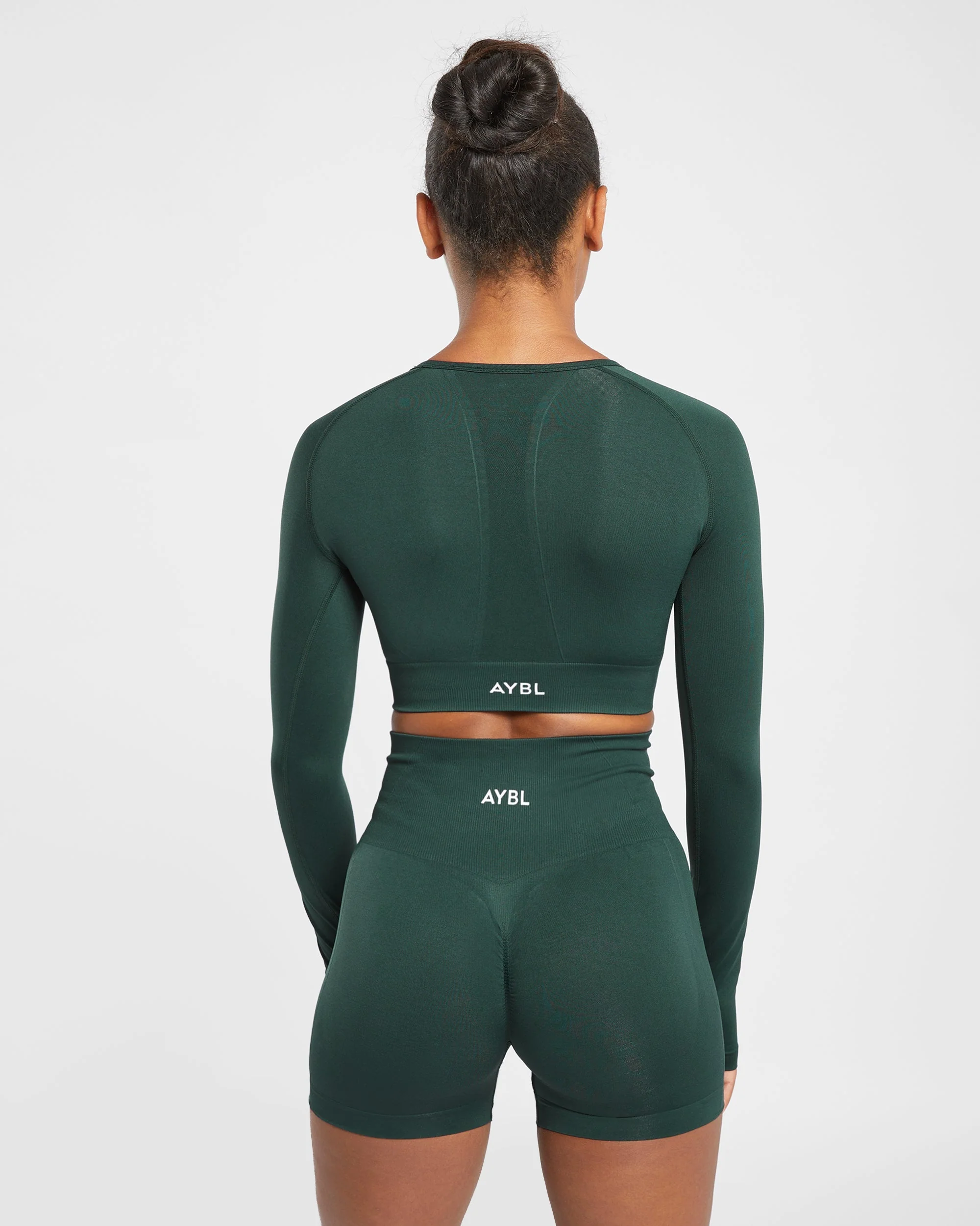 Empower Seamless Long Sleeve Crop Top - Dark Green - Image 10