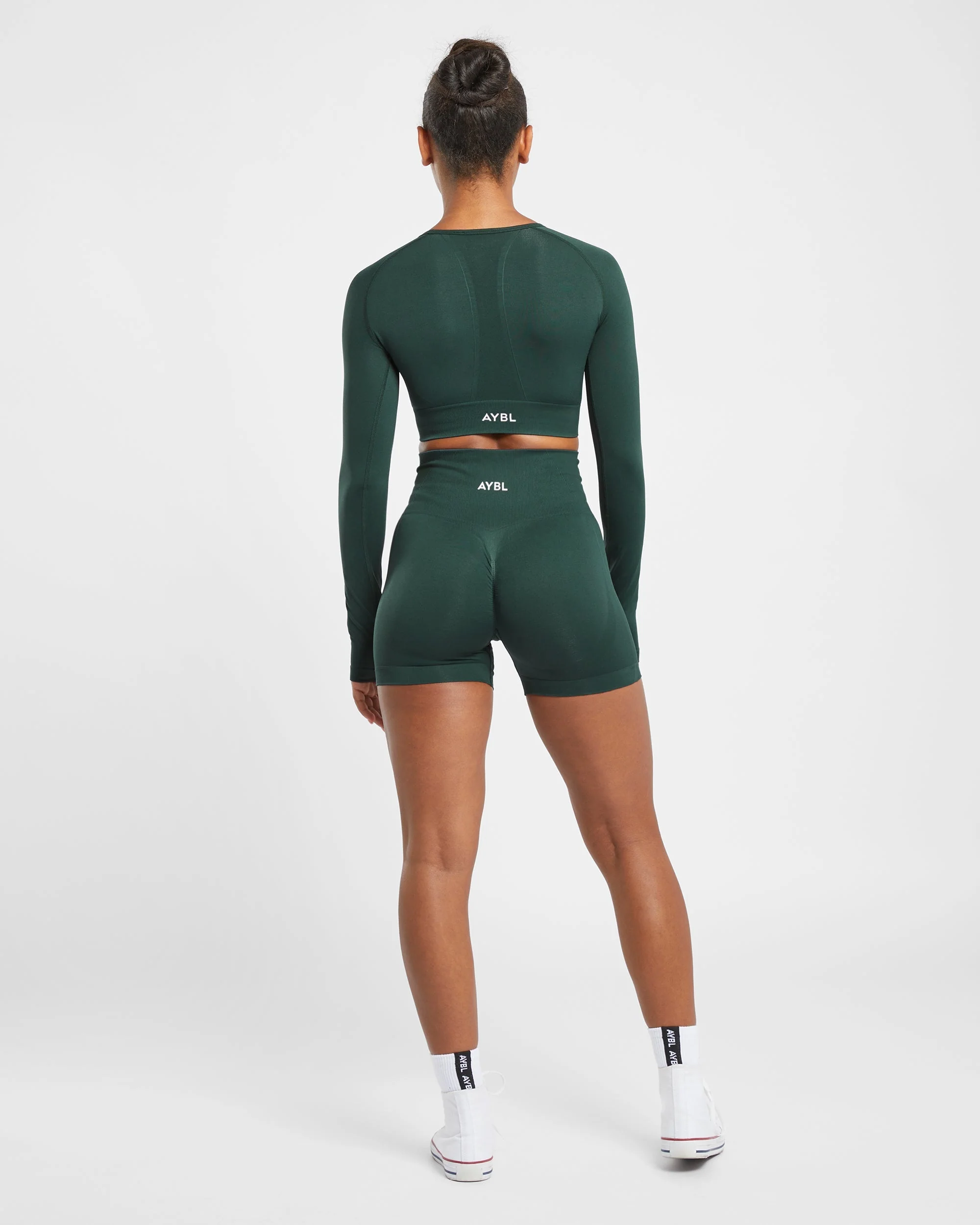 Empower Seamless Long Sleeve Crop Top - Dark Green - Image 12