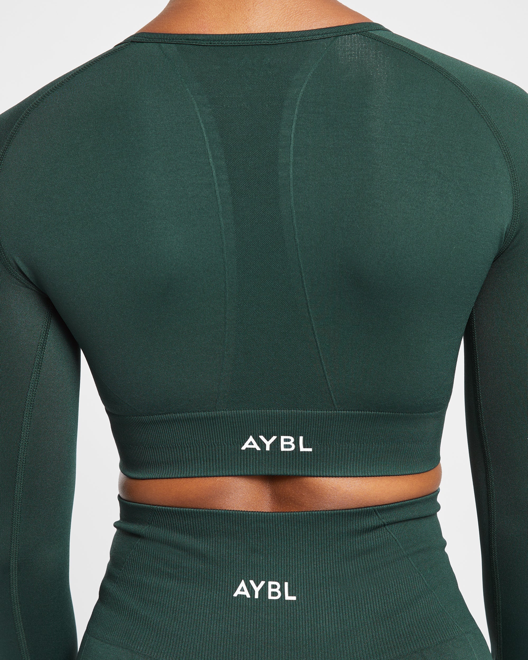 Empower Seamless Long Sleeve Crop Top - Dark Green - Image 14