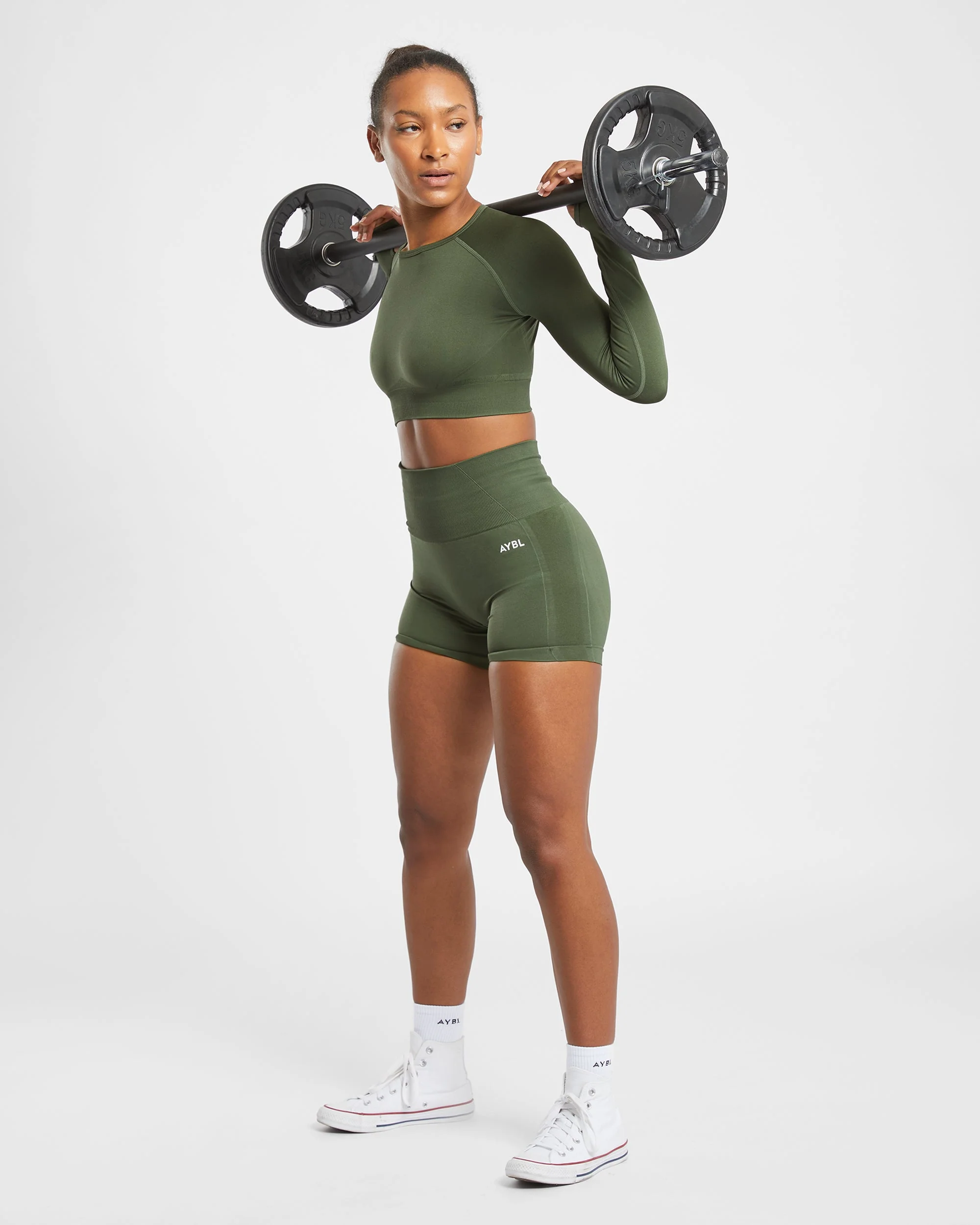 Empower Seamless Shorts - Khaki Green - Image 7