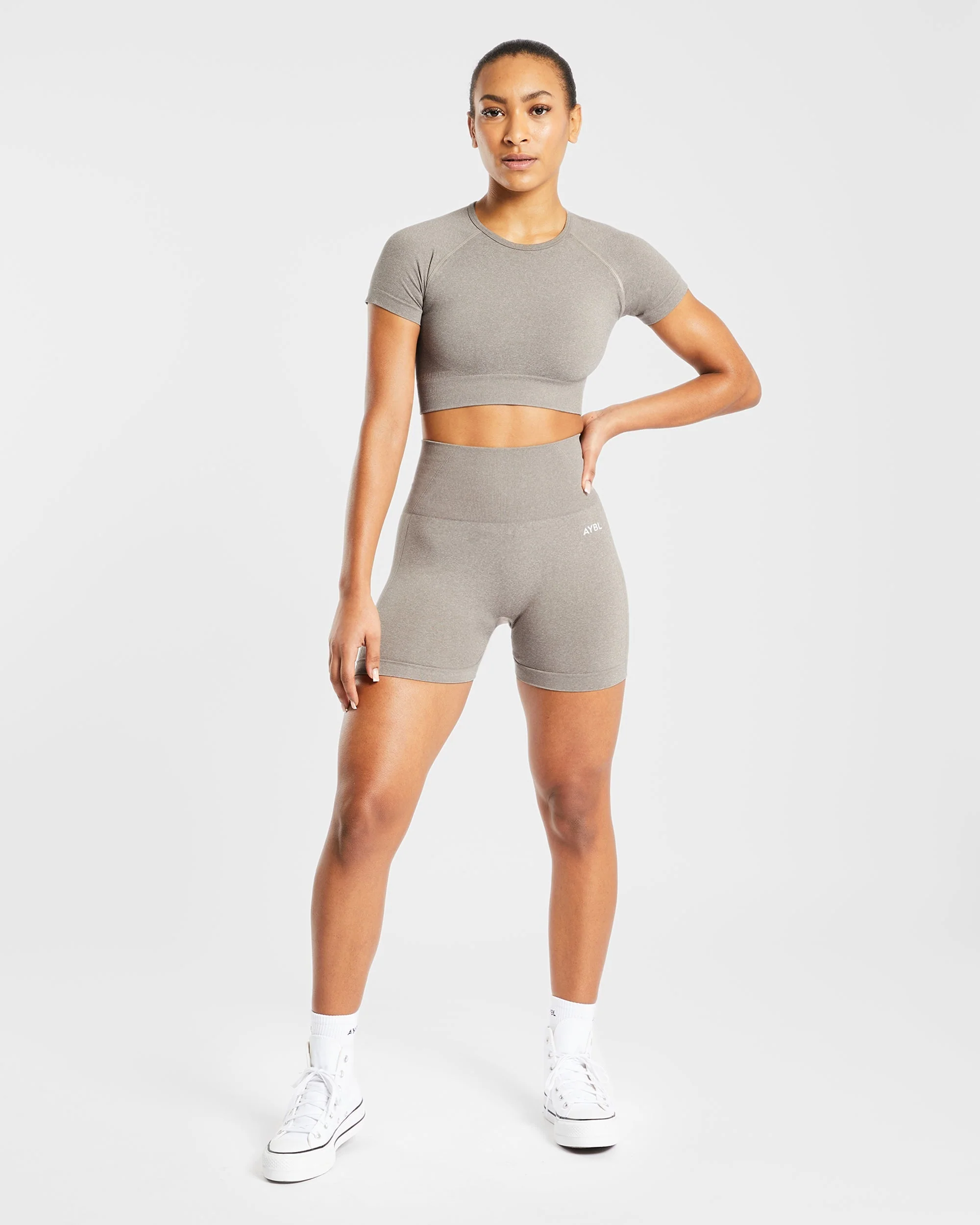 Empower Seamless Shorts - Taupe Marl - Image 3