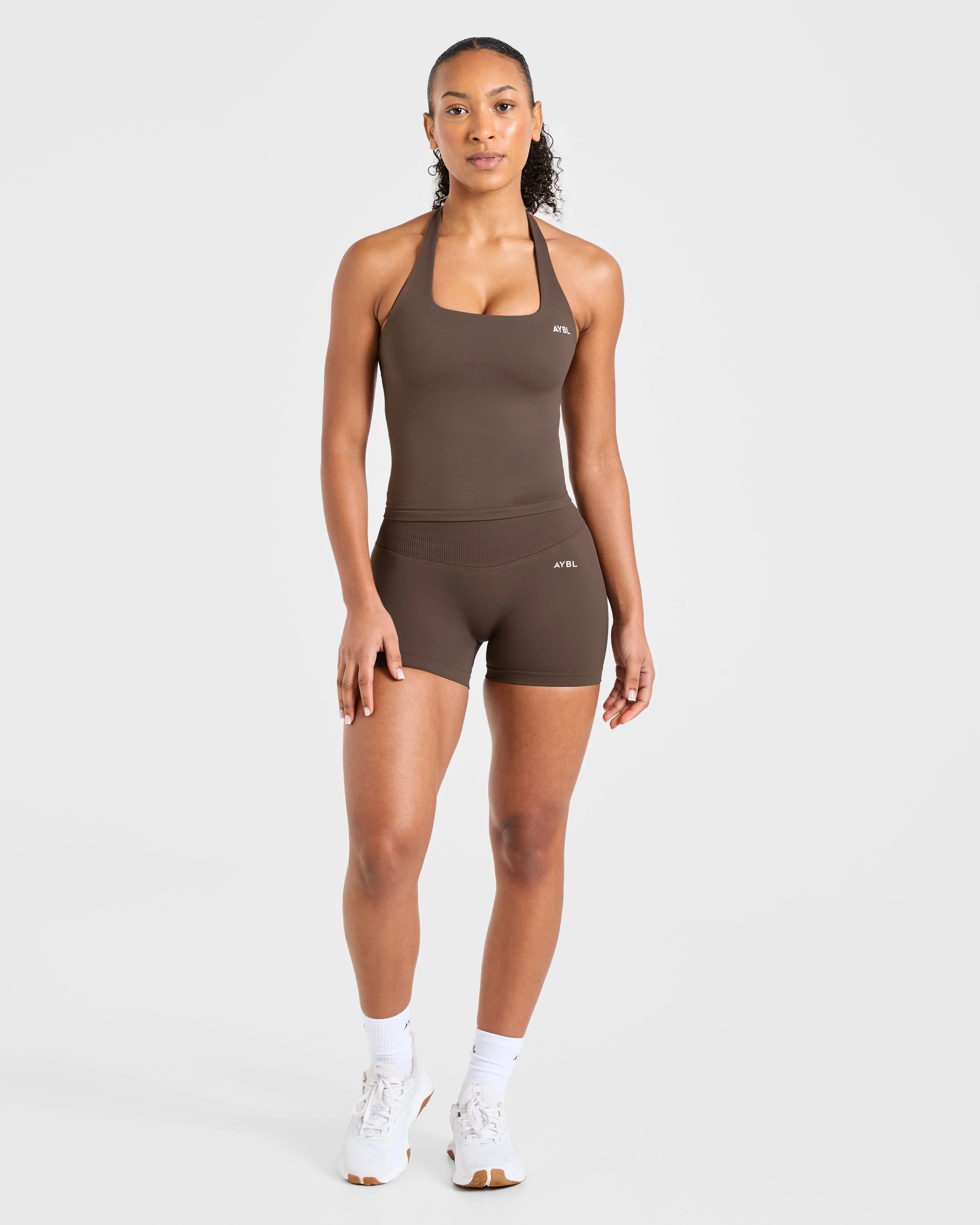 Enhance Seamless Halterneck Top - Brown - Image 3