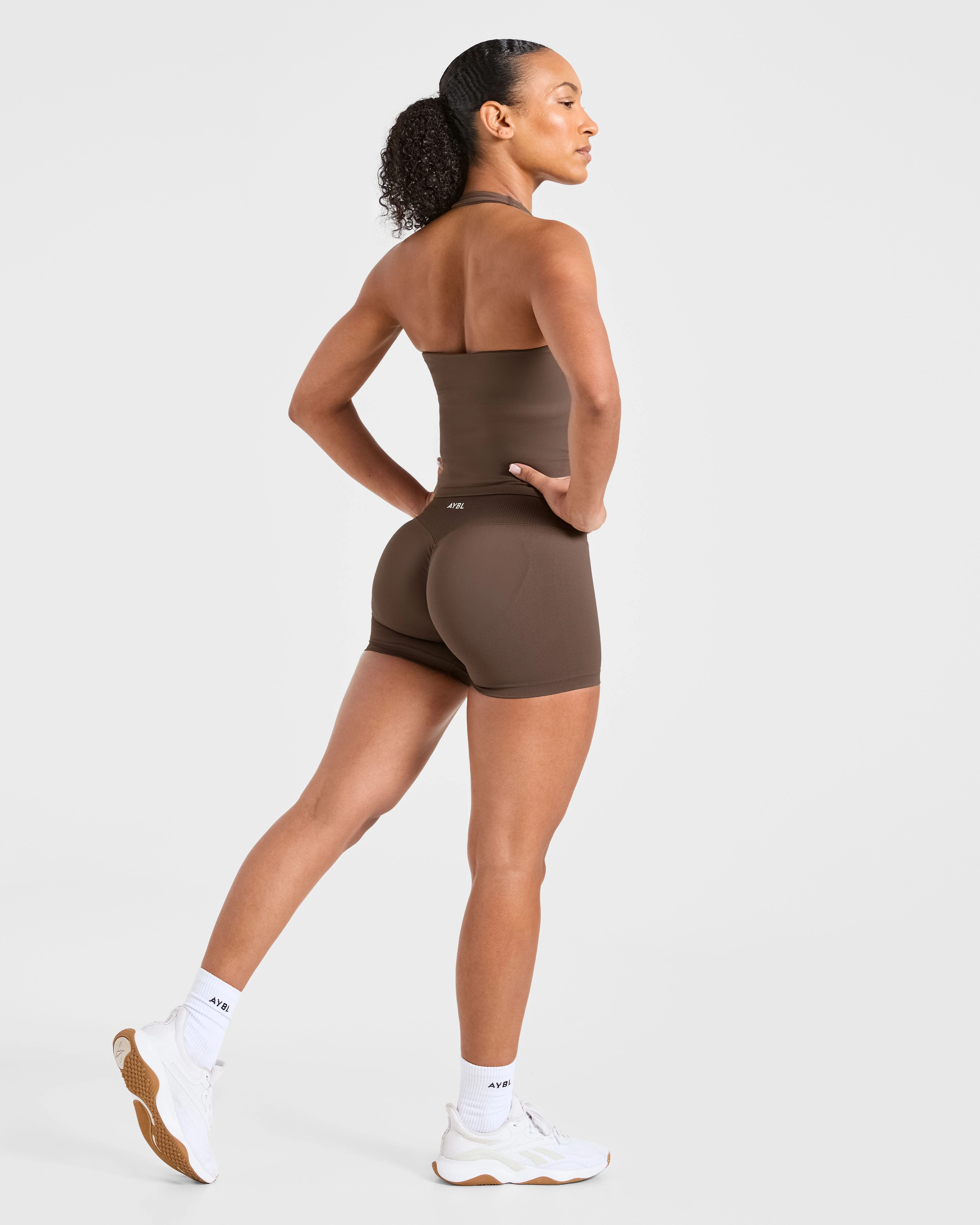 Enhance Seamless Halterneck Top - Brown - Image 4