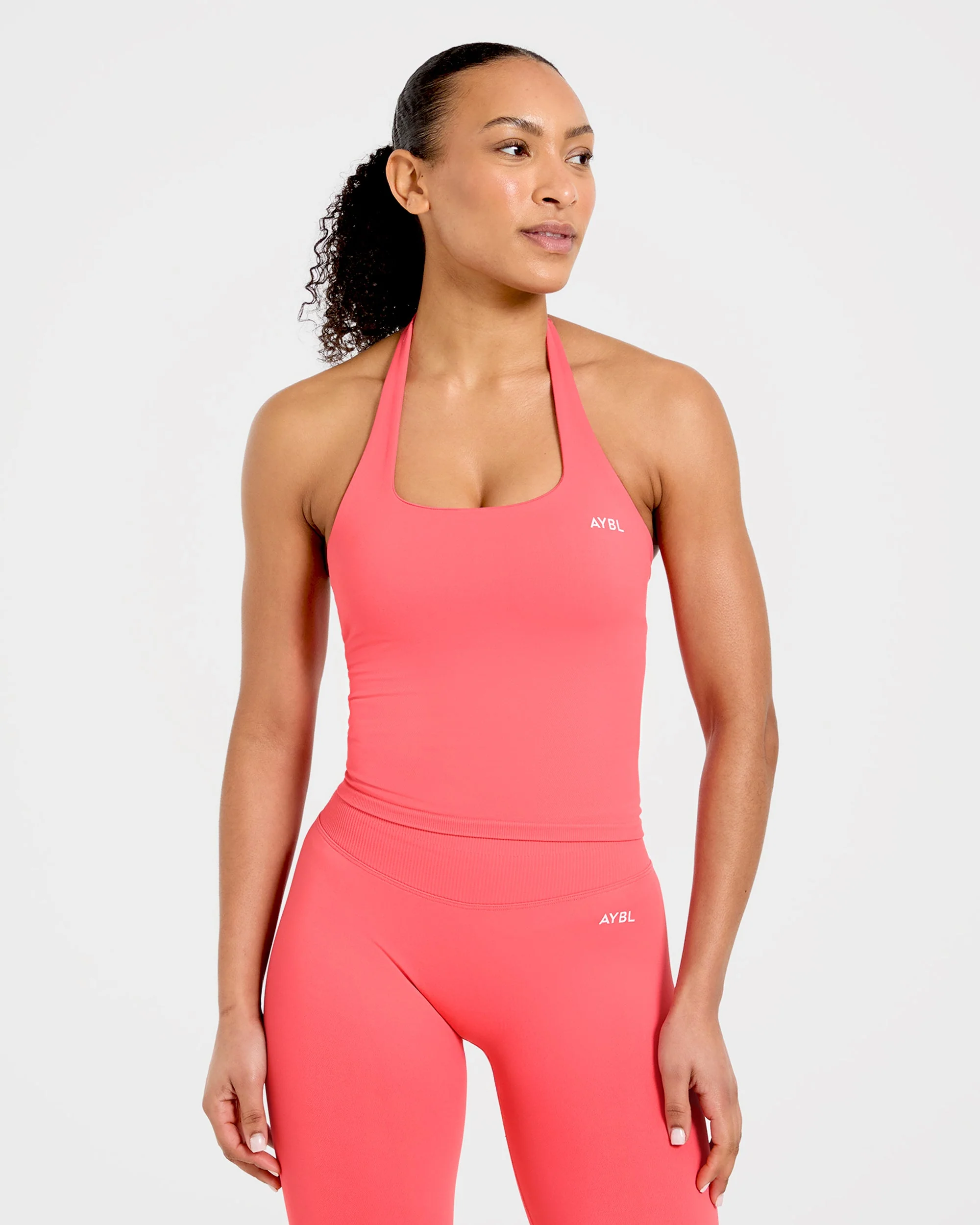 Enhance Seamless Halterneck Top - Summer Coral