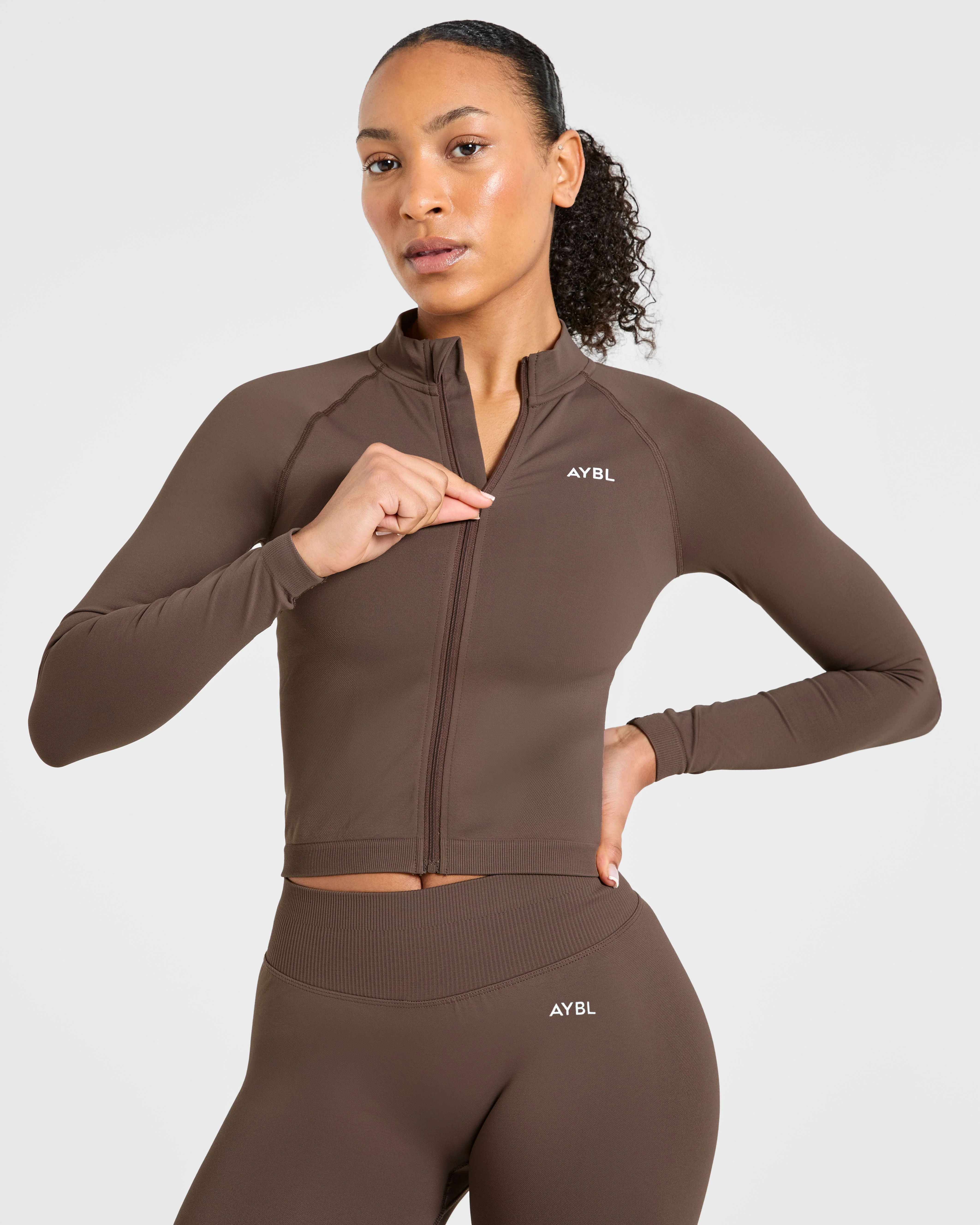 Enhance Seamless Jacket - Brown - Image 8
