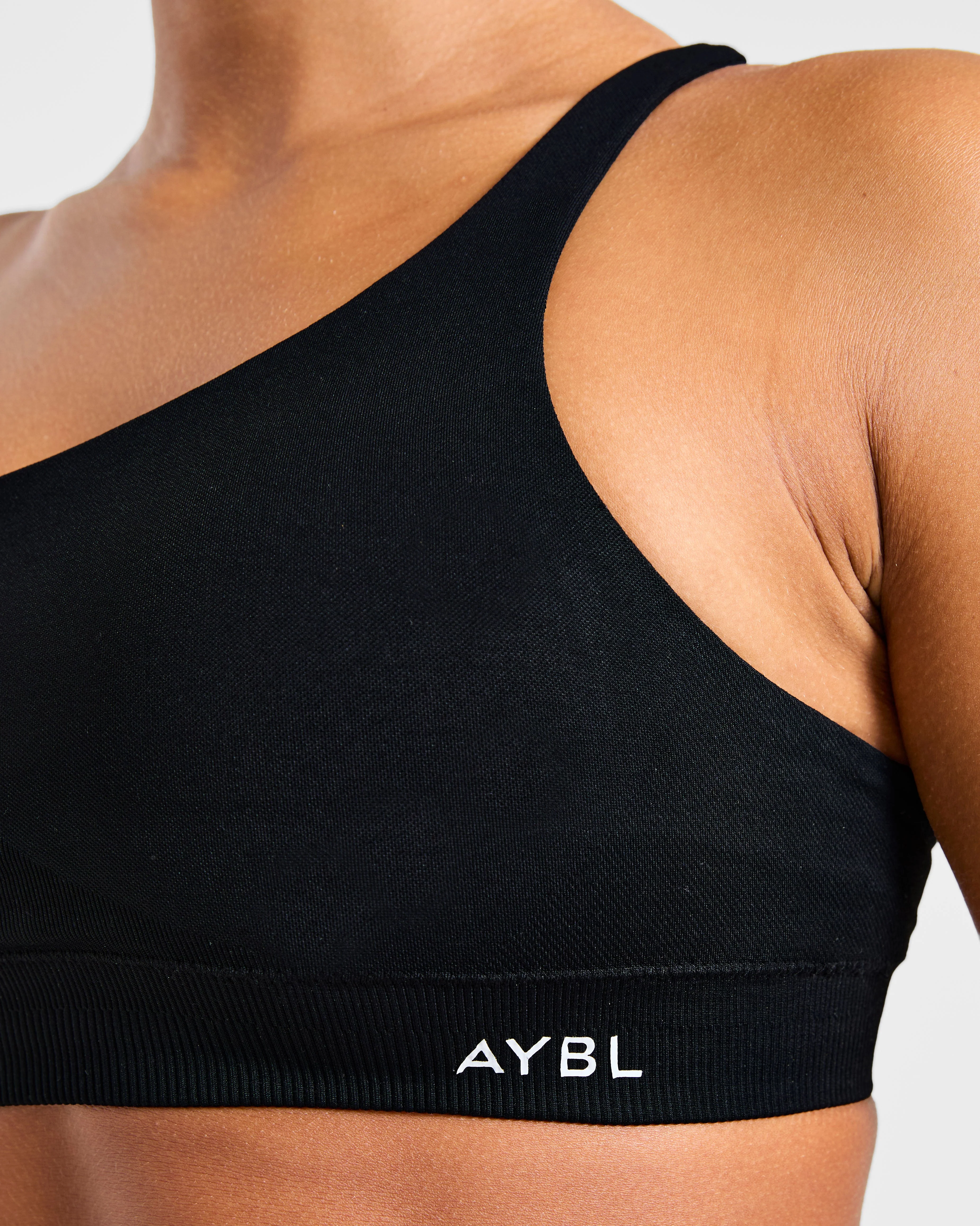 Enhance Seamless One Shoulder Sports Bra - Black - Image 5