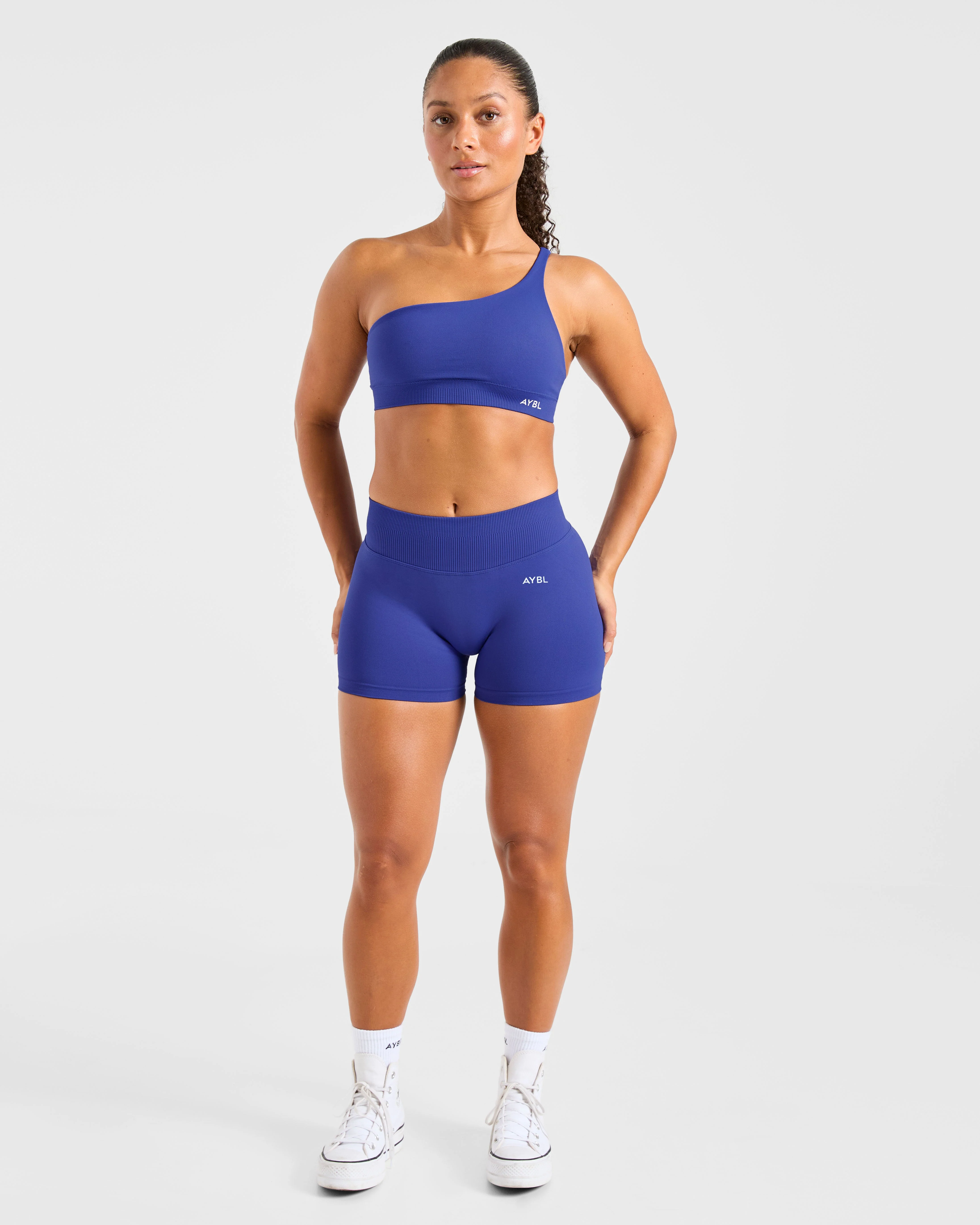 Enhance Seamless One Shoulder Sports Bra - Cobalt Blue - Image 3
