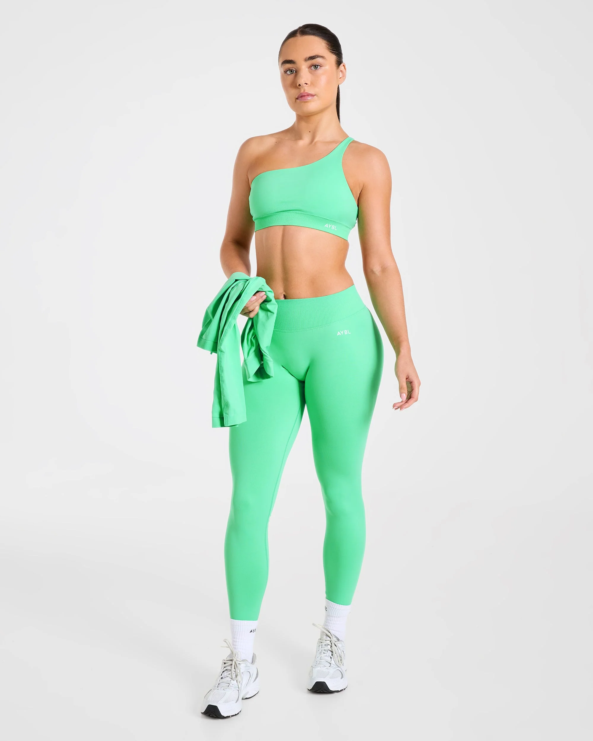 Enhance Seamless One Shoulder Sports Bra - Mint Green - Image 8