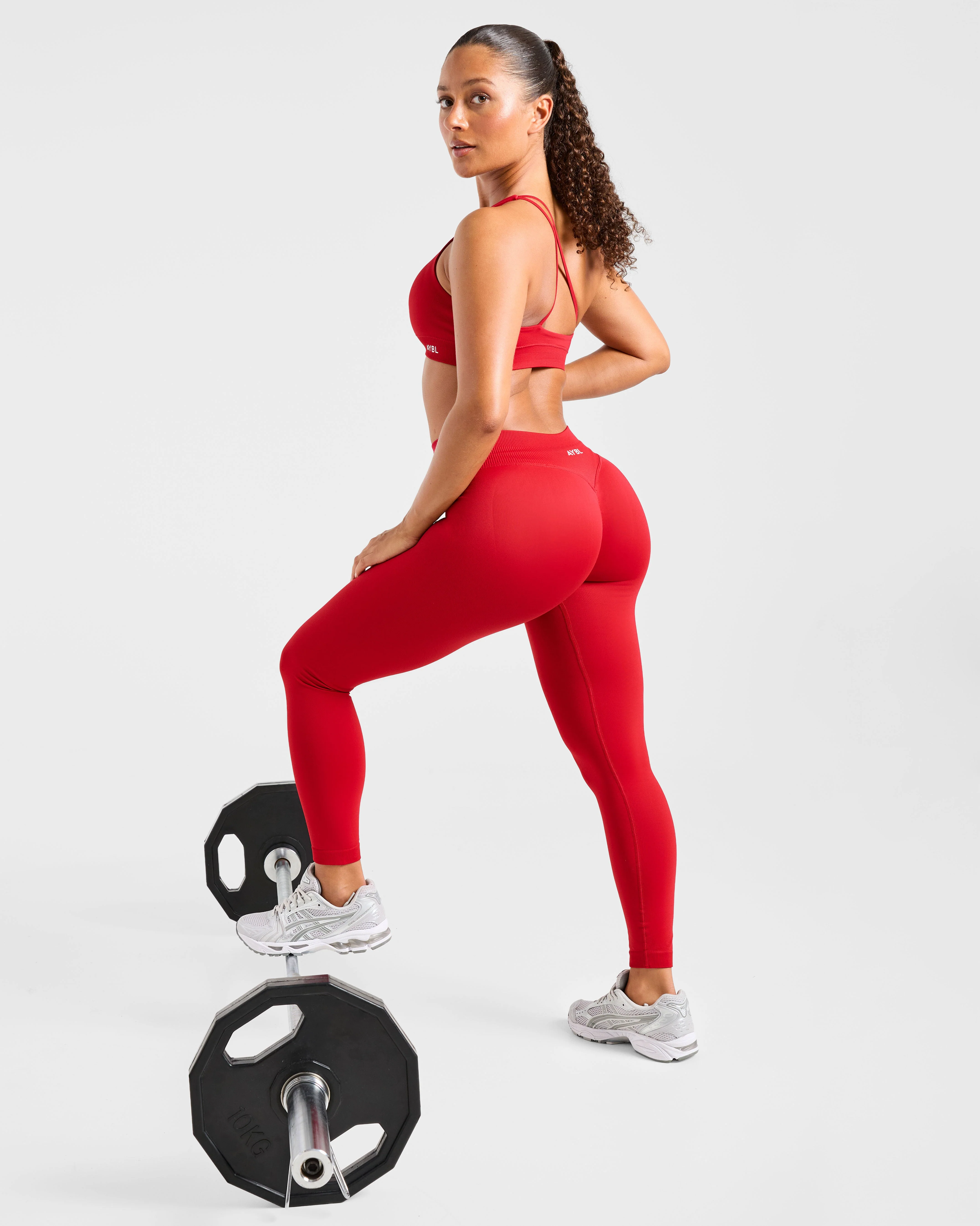 Enhance Seamless One Shoulder Sports Bra - Red - Image 8