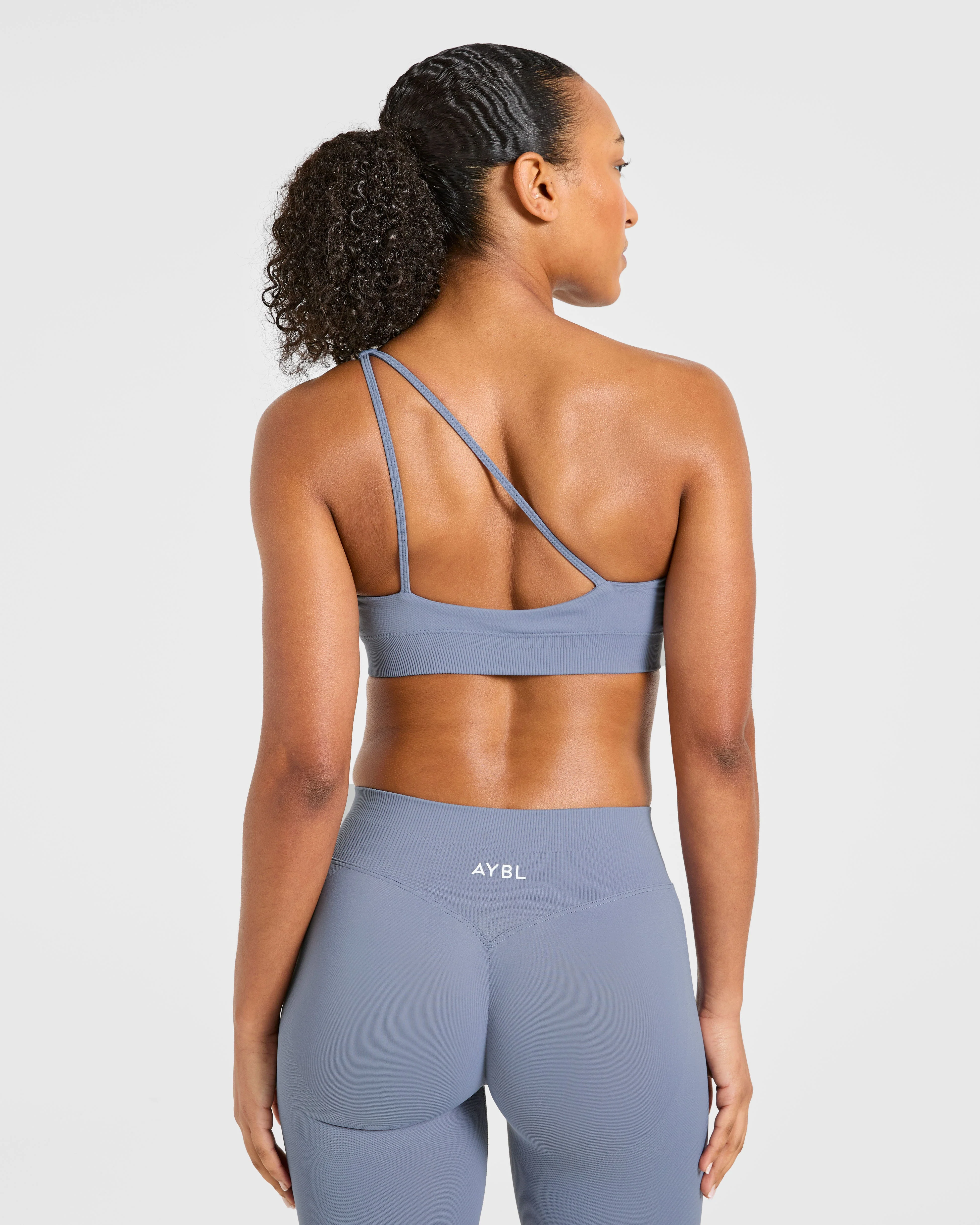 Enhance Seamless One Shoulder Sports Bra - Slate Blue - Image 2