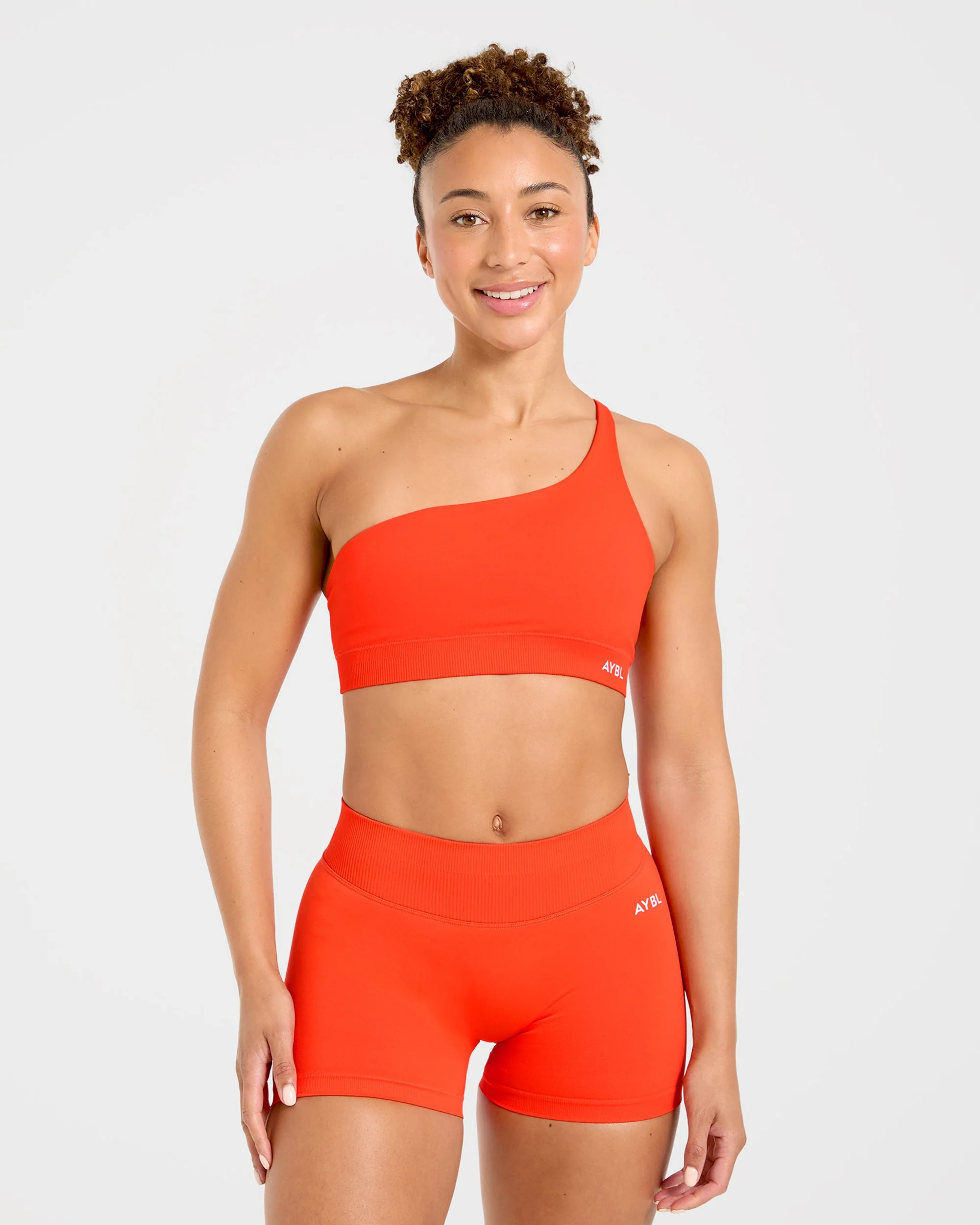 Enhance Seamless One Shoulder Sports Bra - Summer Orange