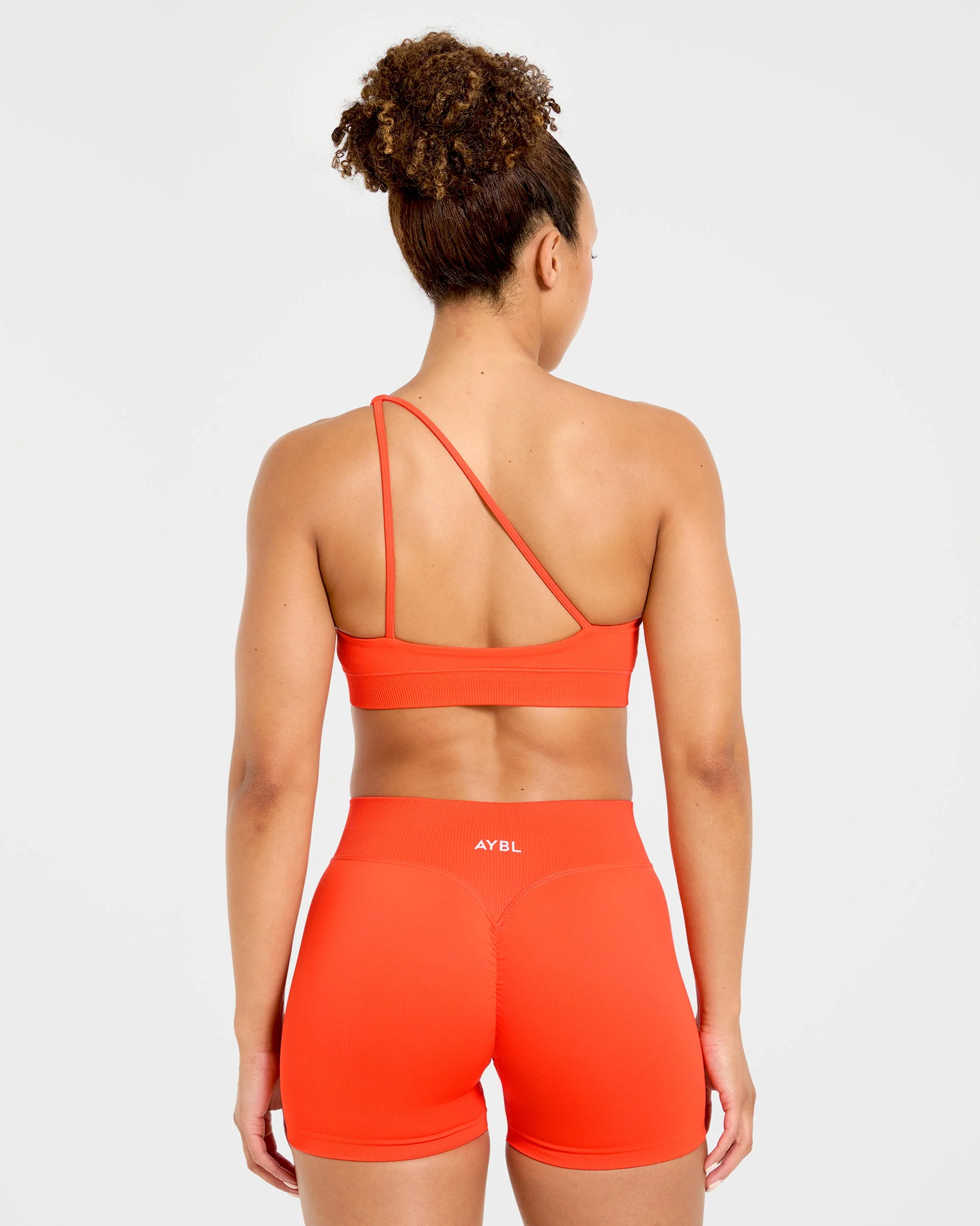 Enhance Seamless One Shoulder Sports Bra - Summer Orange - Image 2