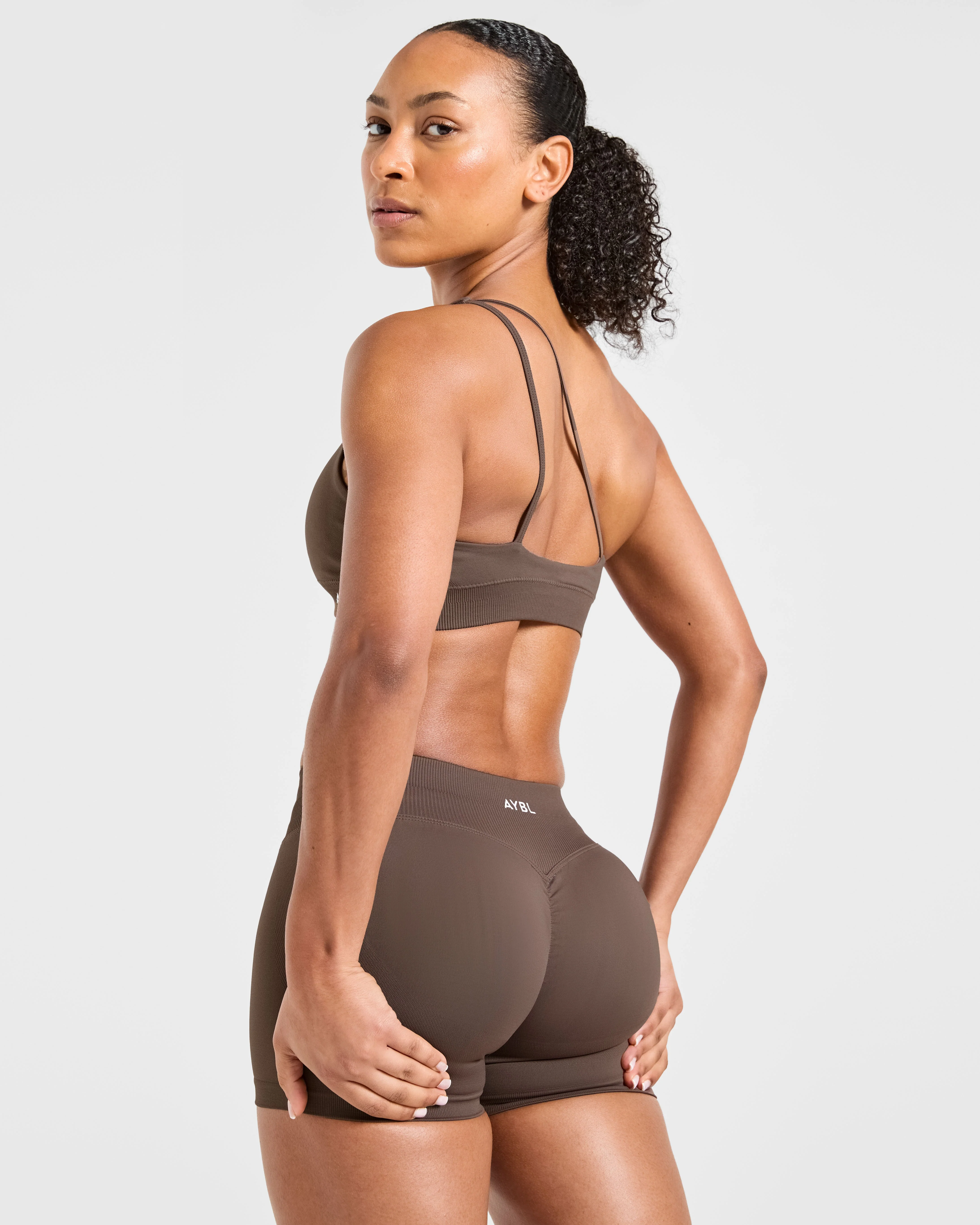 Enhance Seamless Shorts | 3.5"- Brown - Image 8