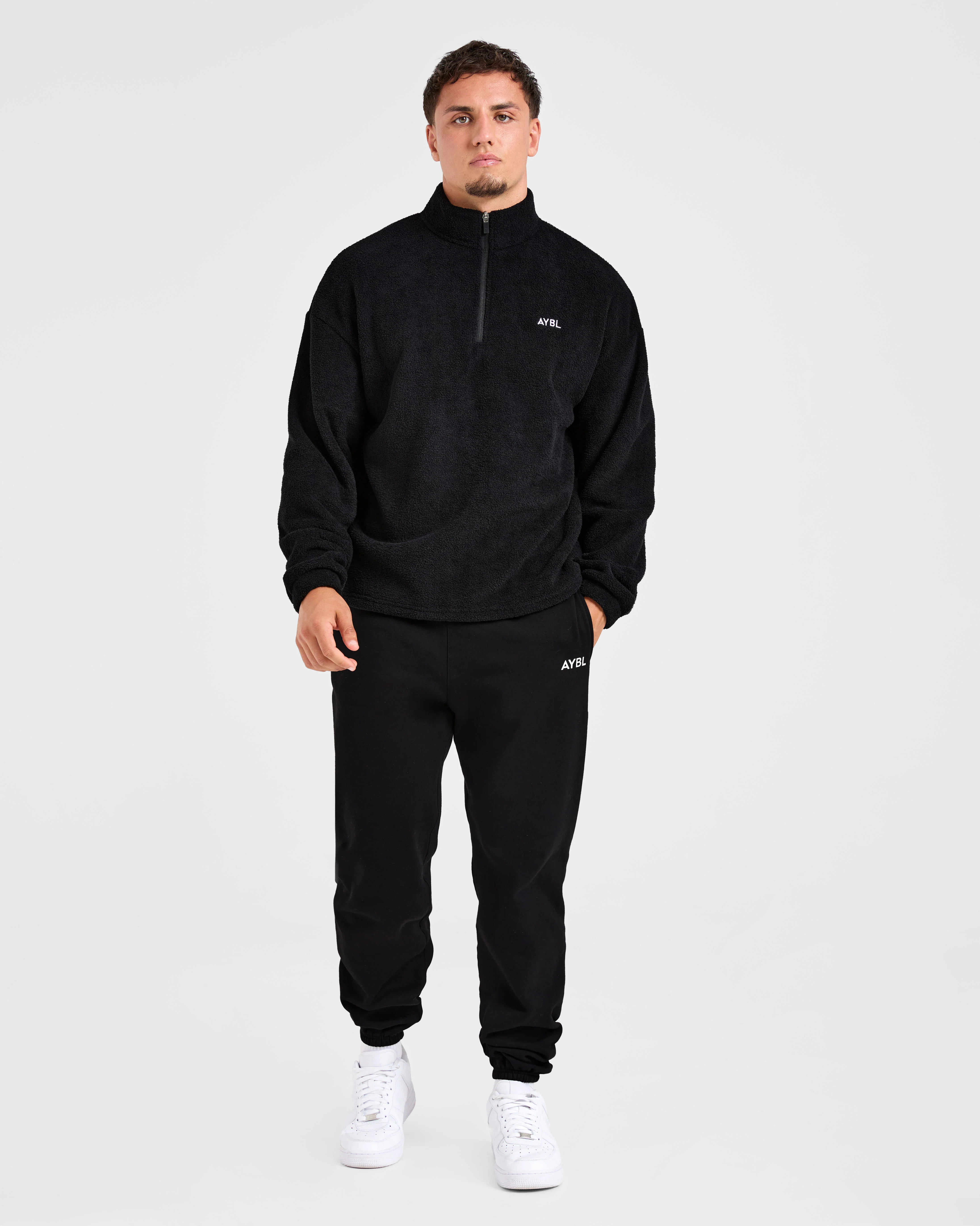 Essential 1/4 Zip Fleece  - Black - Image 3