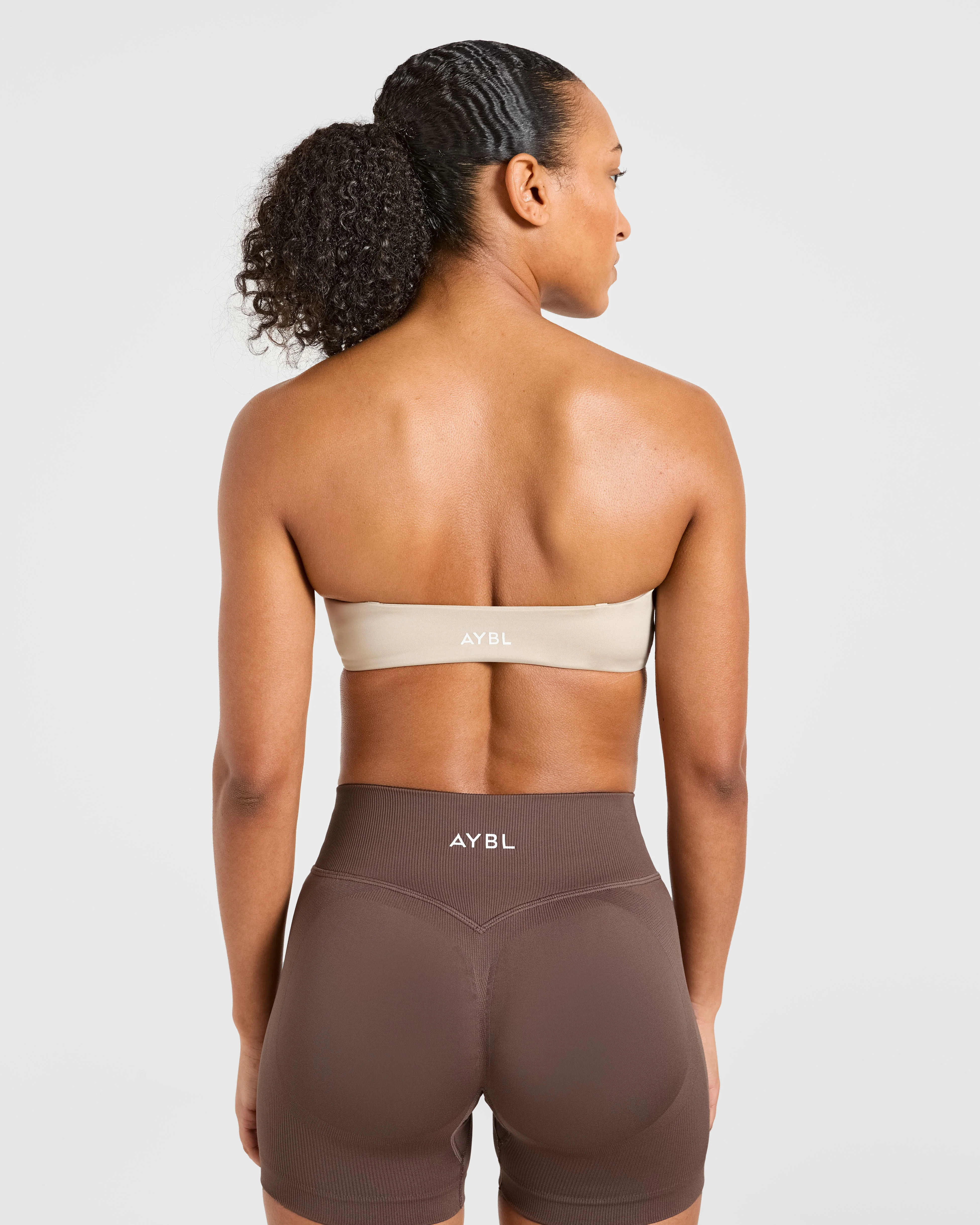 Essential Bandeau Sports Bra - Taupe Sand - Image 2
