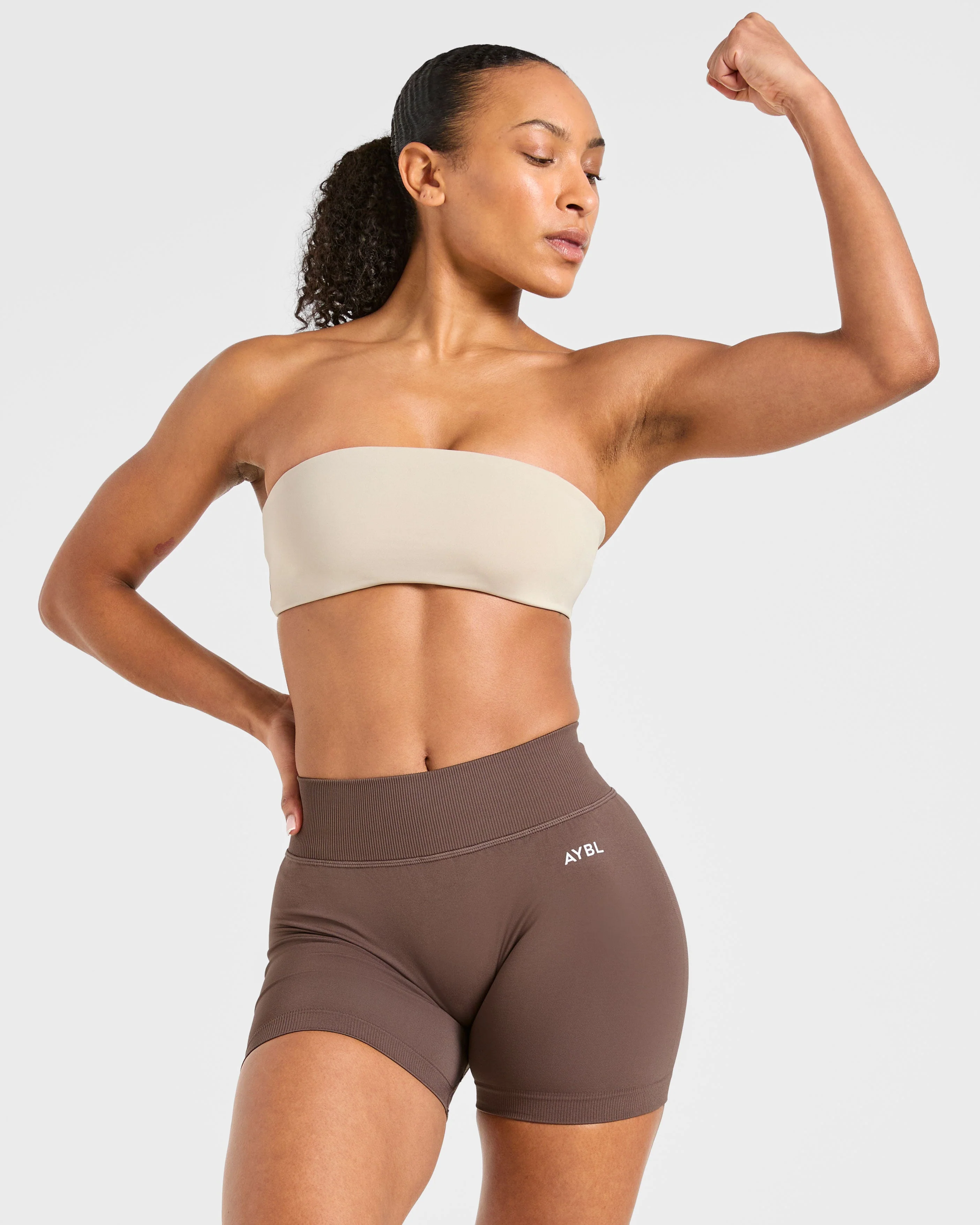Essential Bandeau Sports Bra - Taupe Sand - Image 8