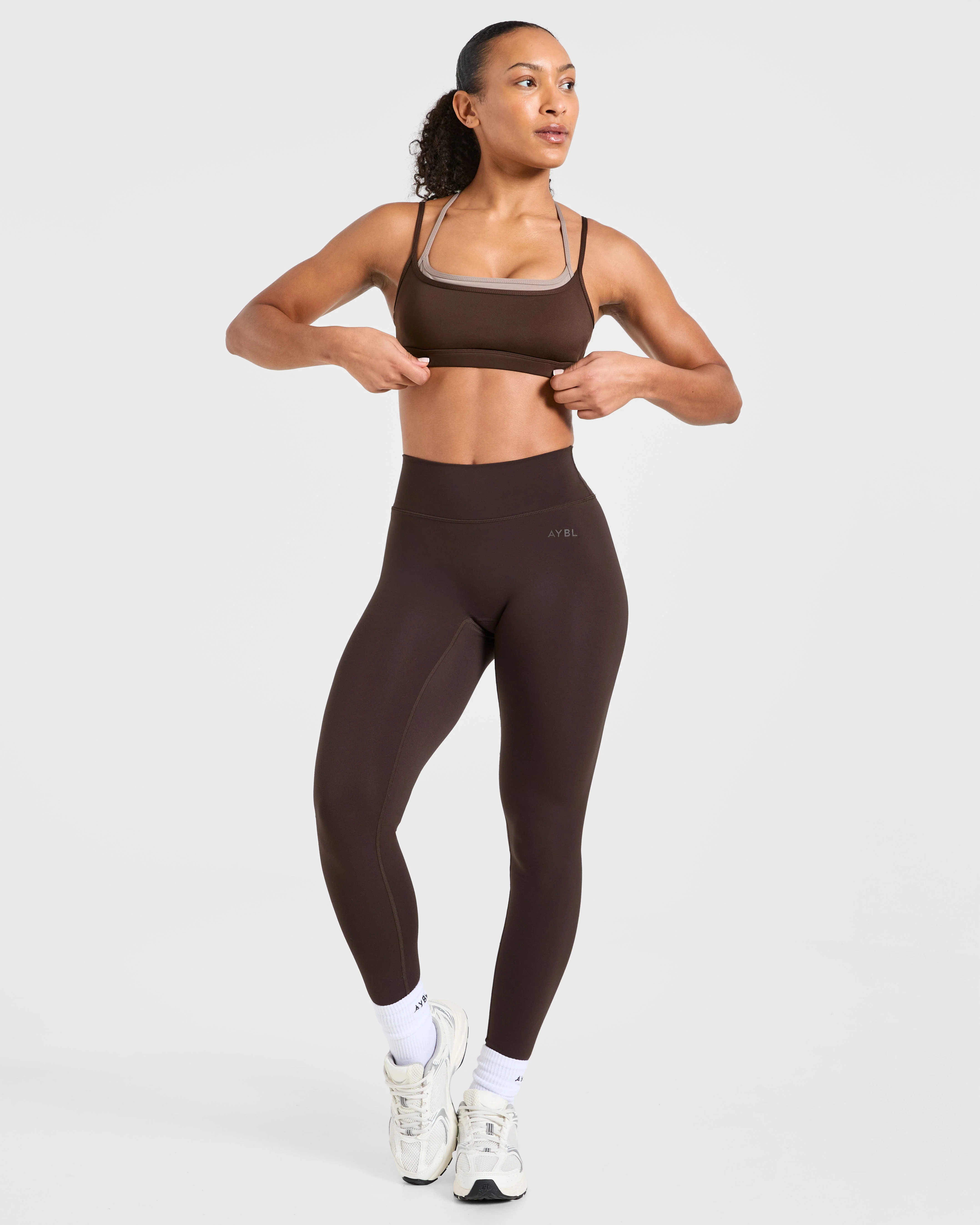 Essential Double Layer Sports Bra - Brown - Image 7