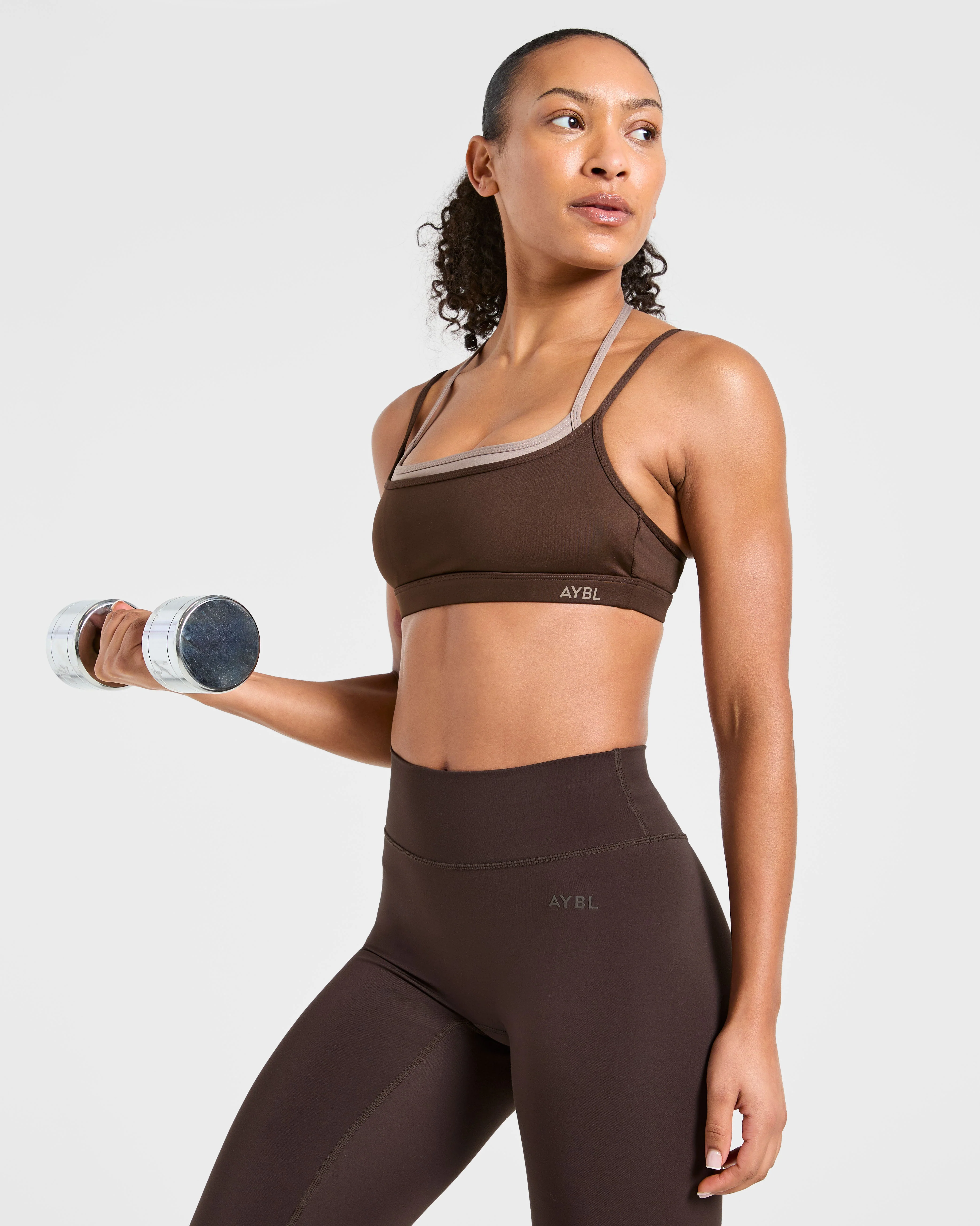 Essential Double Layer Sports Bra - Brown - Image 8