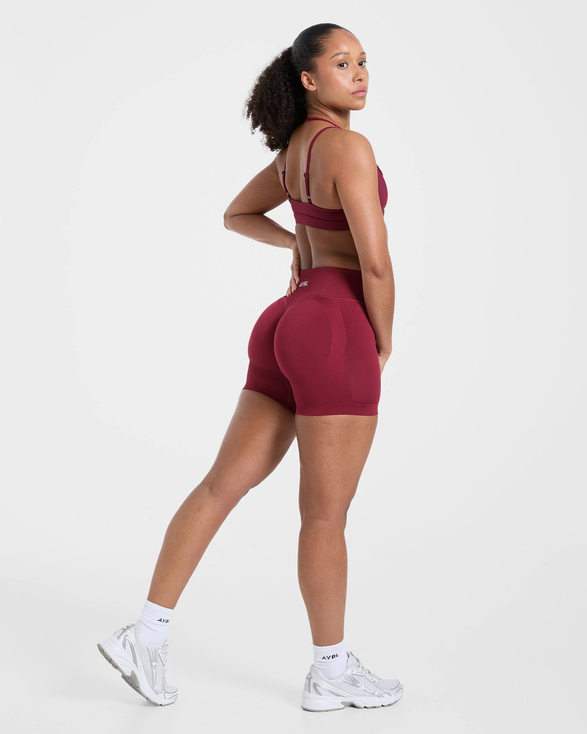 Essential Double Layer Sports Bra - Burgundy - Image 4